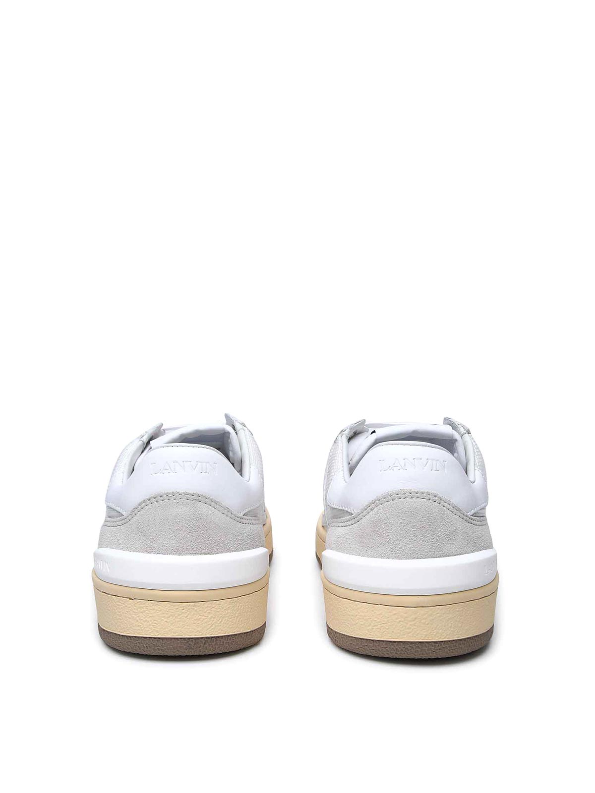 Shop Lanvin White Leather Blend Sneakers