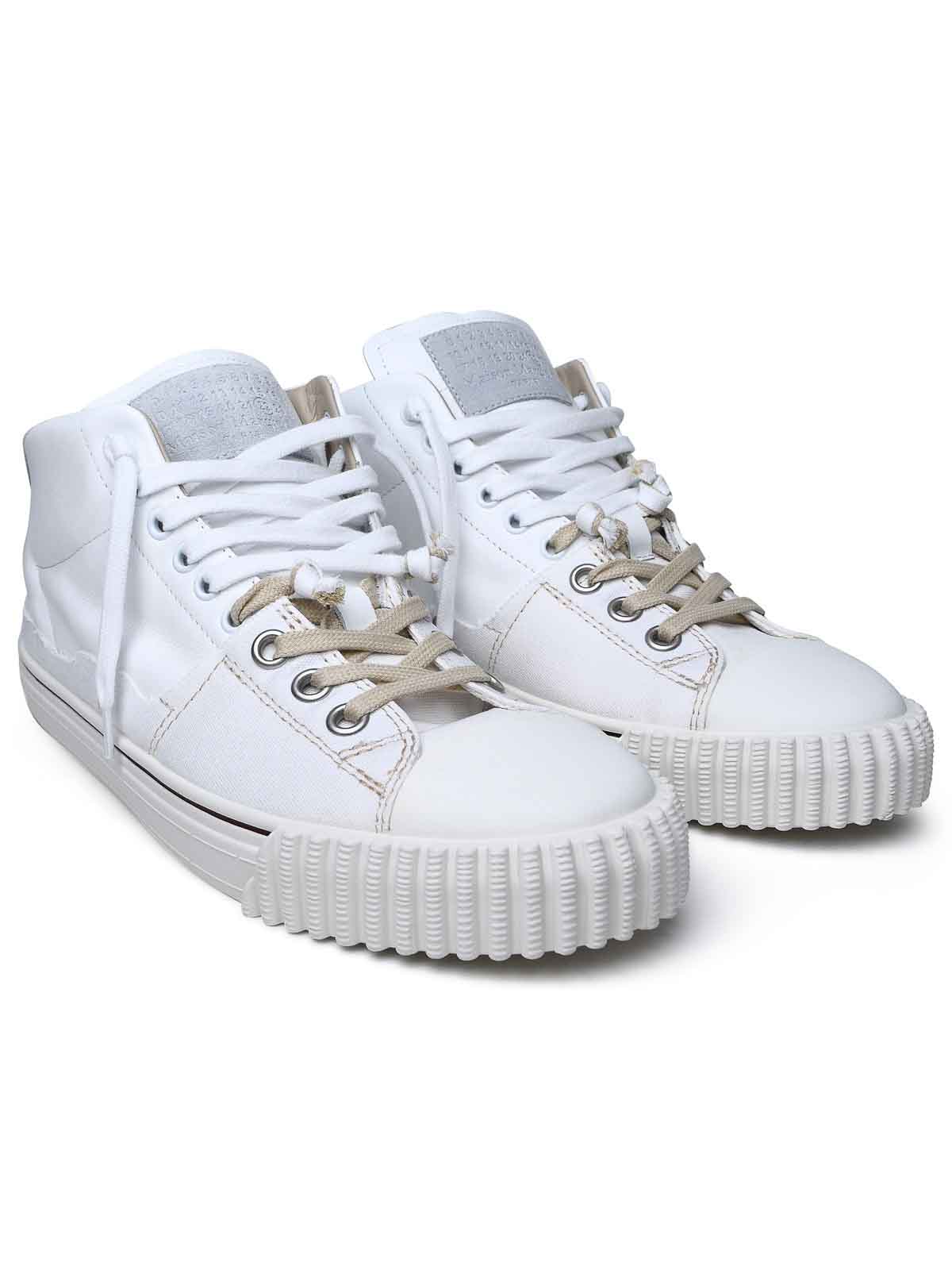Shop Maison Margiela Leather Blend Sneakers In White