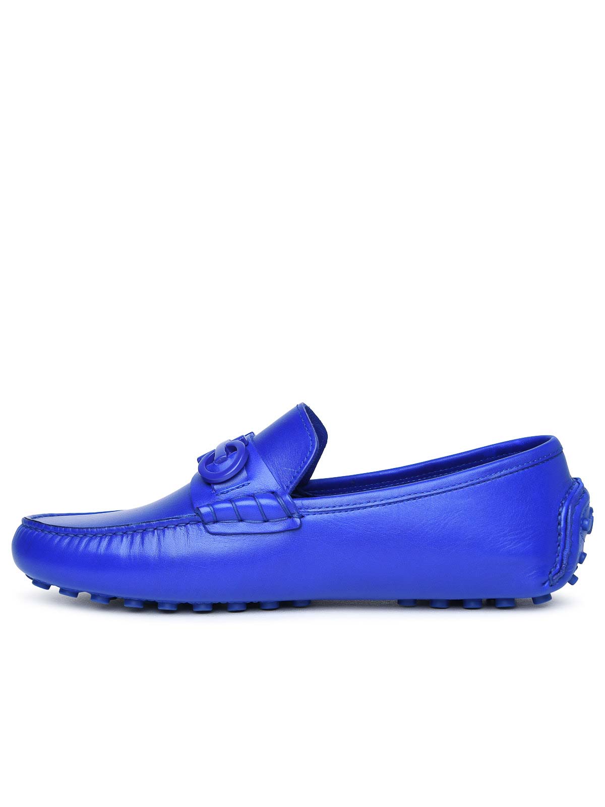 Shop Ferragamo Blue Leather Loafers