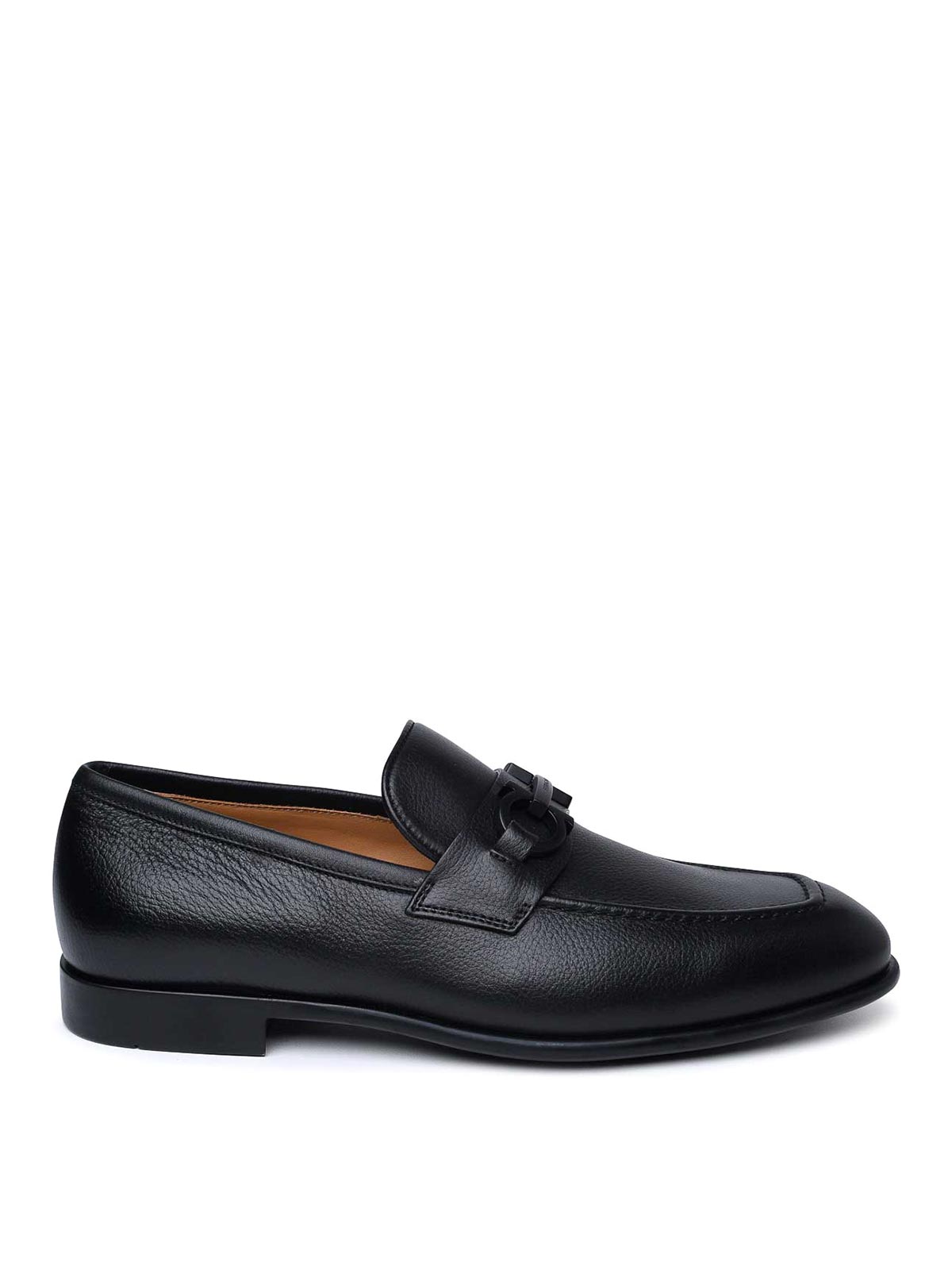 Shop Ferragamo Black Leather Loafers