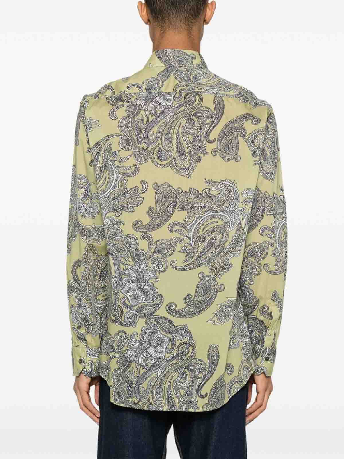 Shop Etro Shirt With Paisley Print In Verde