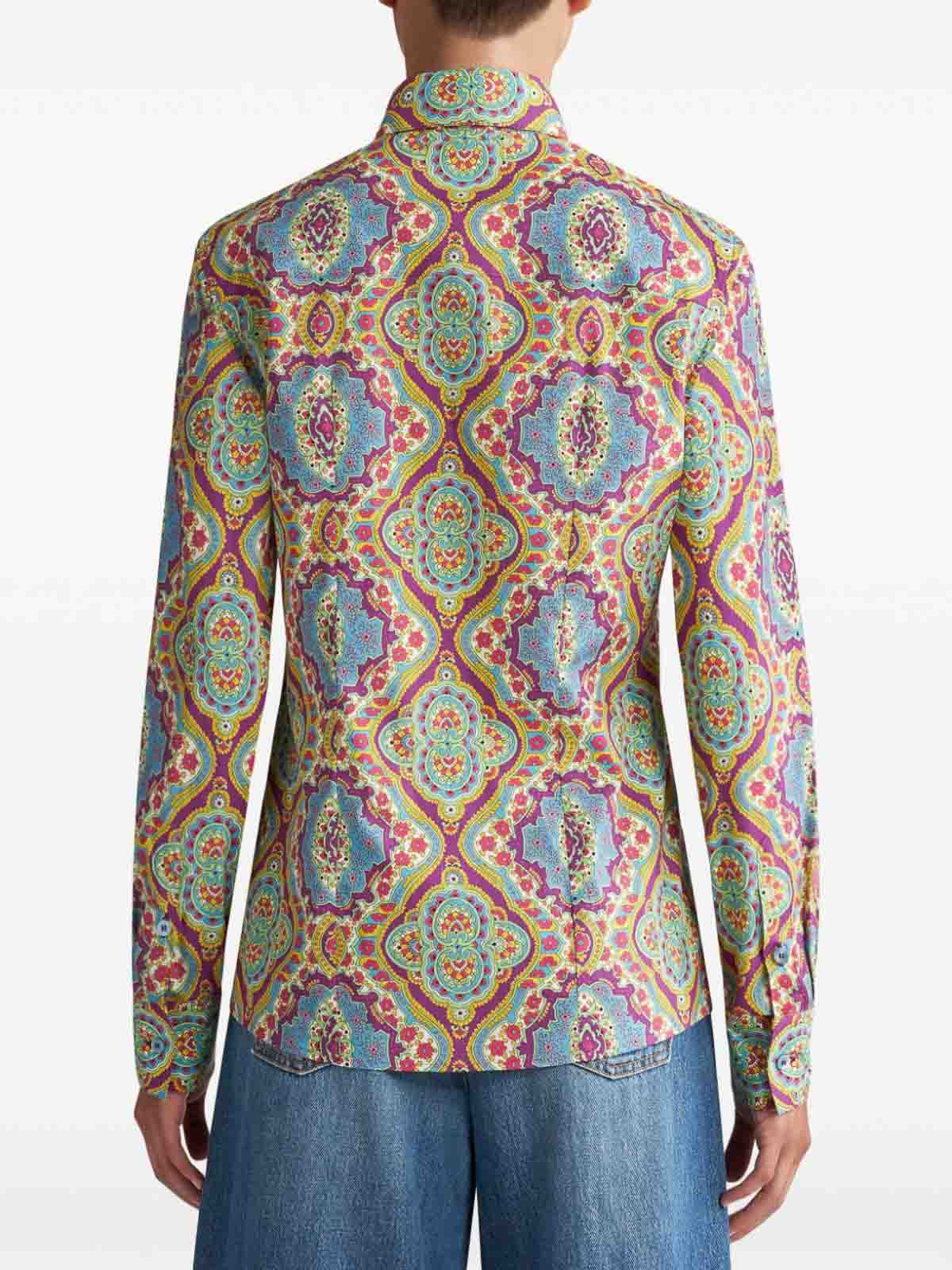Shop Etro Shirt With Paisley Print In Azul