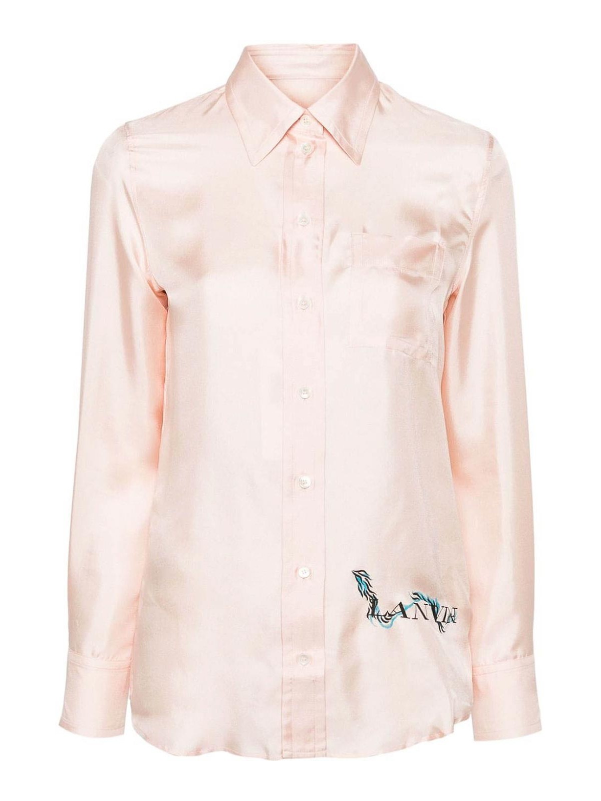 Shop Lanvin Shirt With Print In Color Carne Y Neutral
