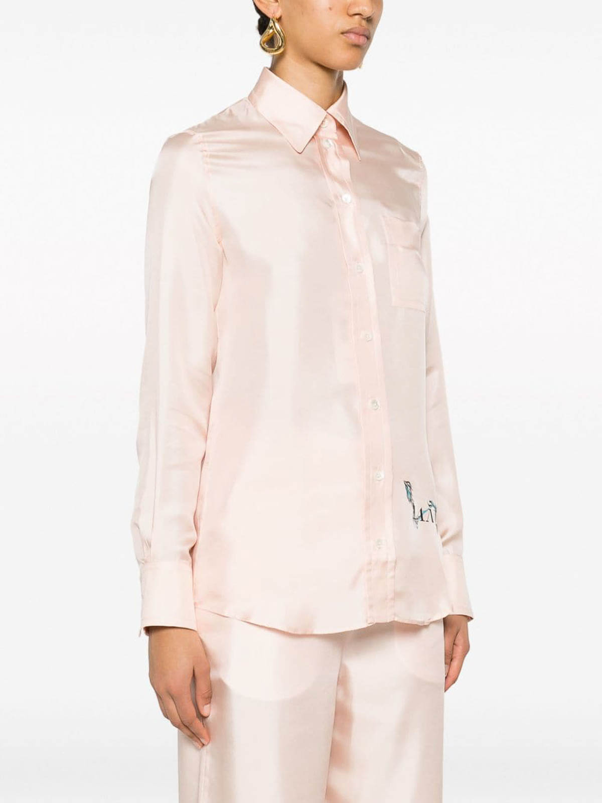 Shop Lanvin Shirt With Print In Color Carne Y Neutral
