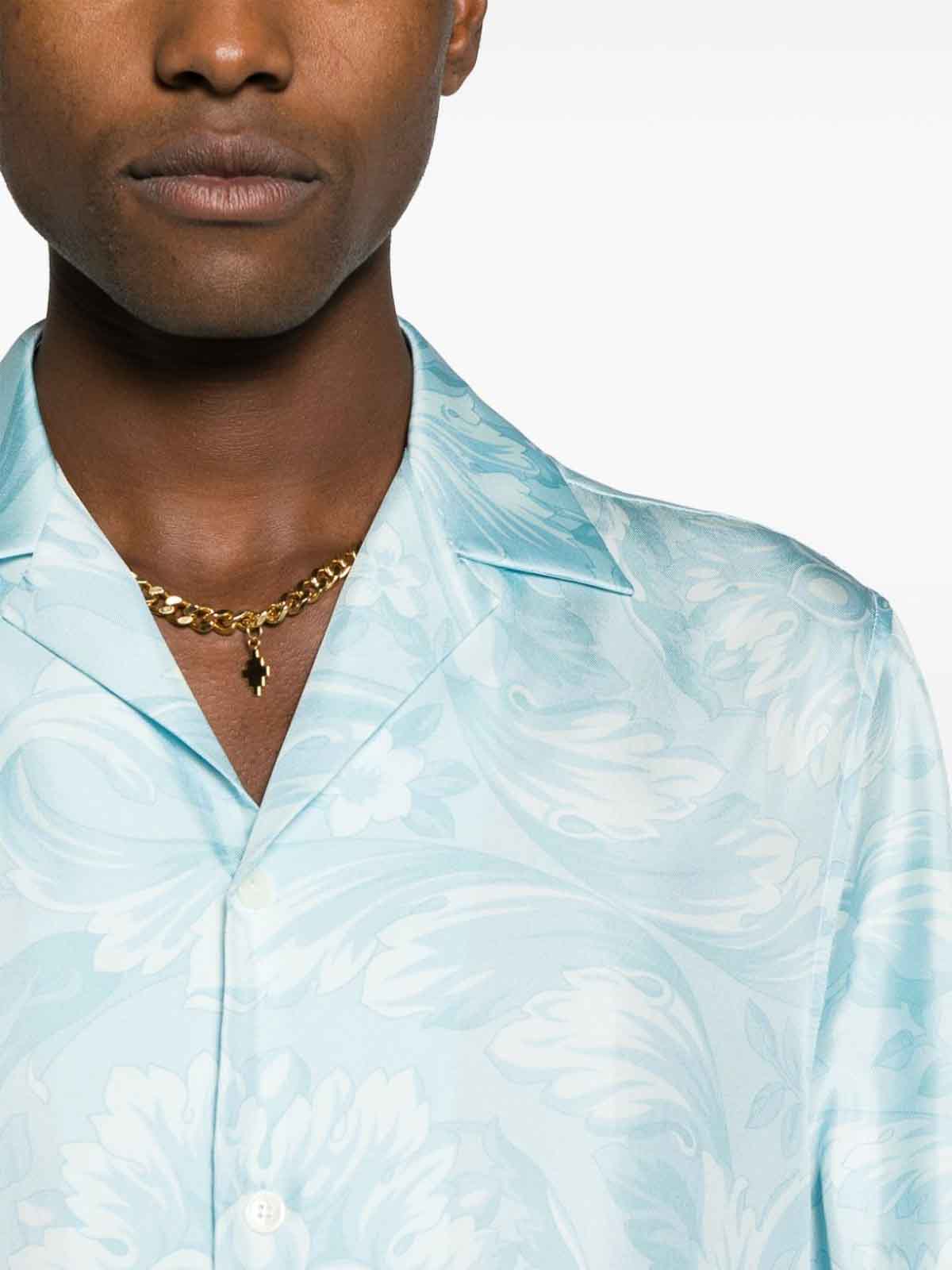 Shop Versace Cotton Shirt In Azul Claro
