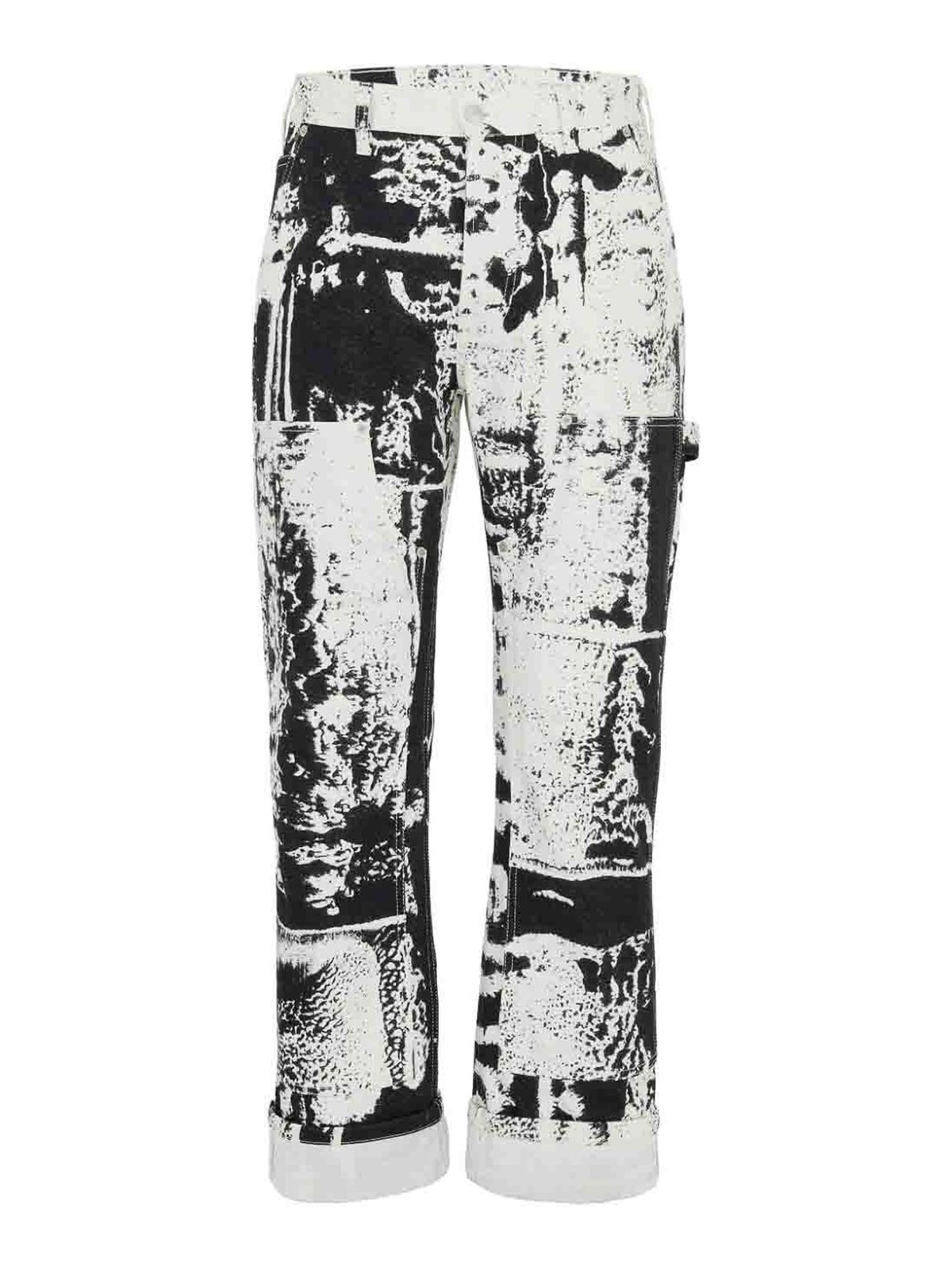 Shop Alexander Mcqueen Cropped Jeans With Print In Blanco