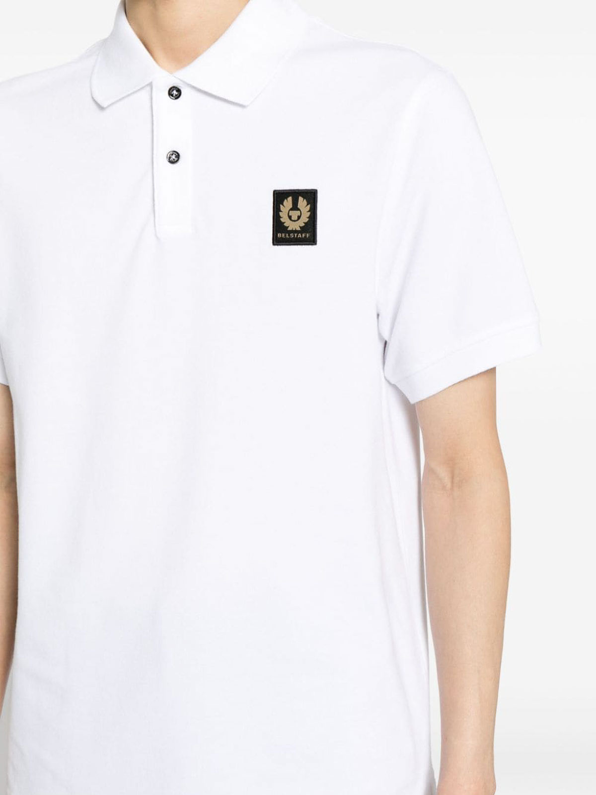 Shop Belstaff Polo Shirt With Logo In Blanco