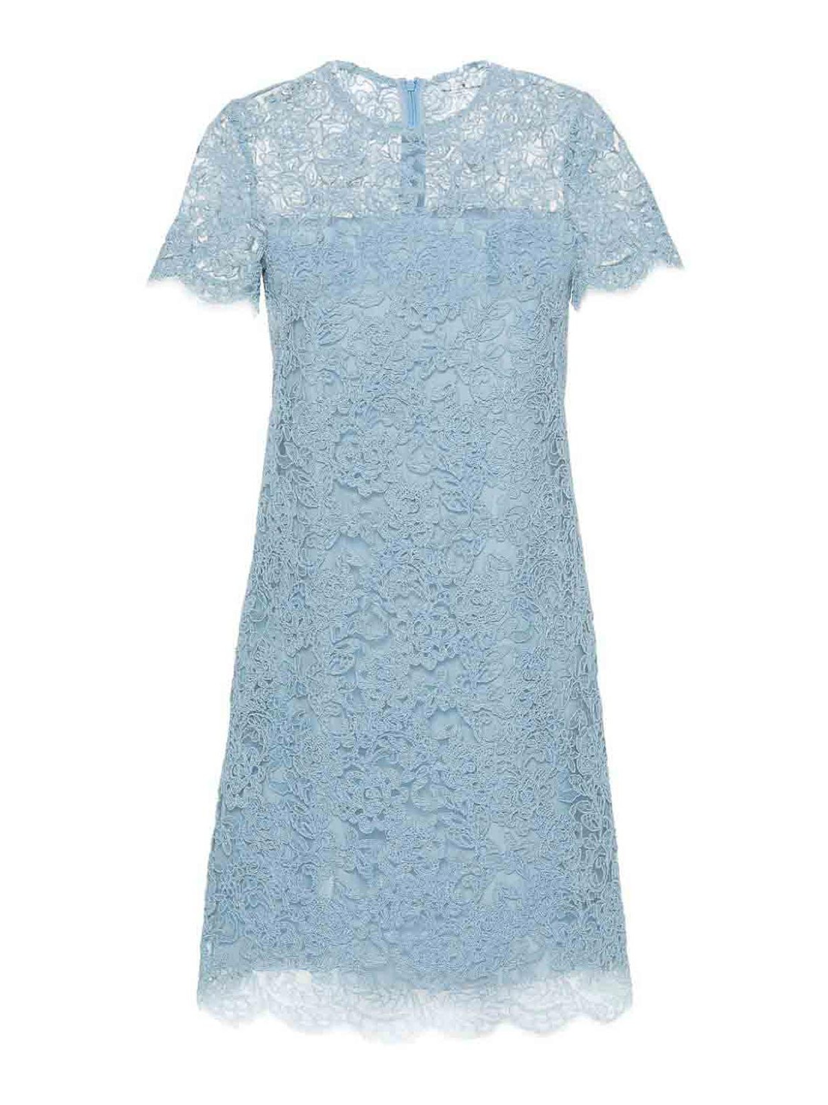 Shop Ermanno Scervino Midi Dress With Lace In Azul