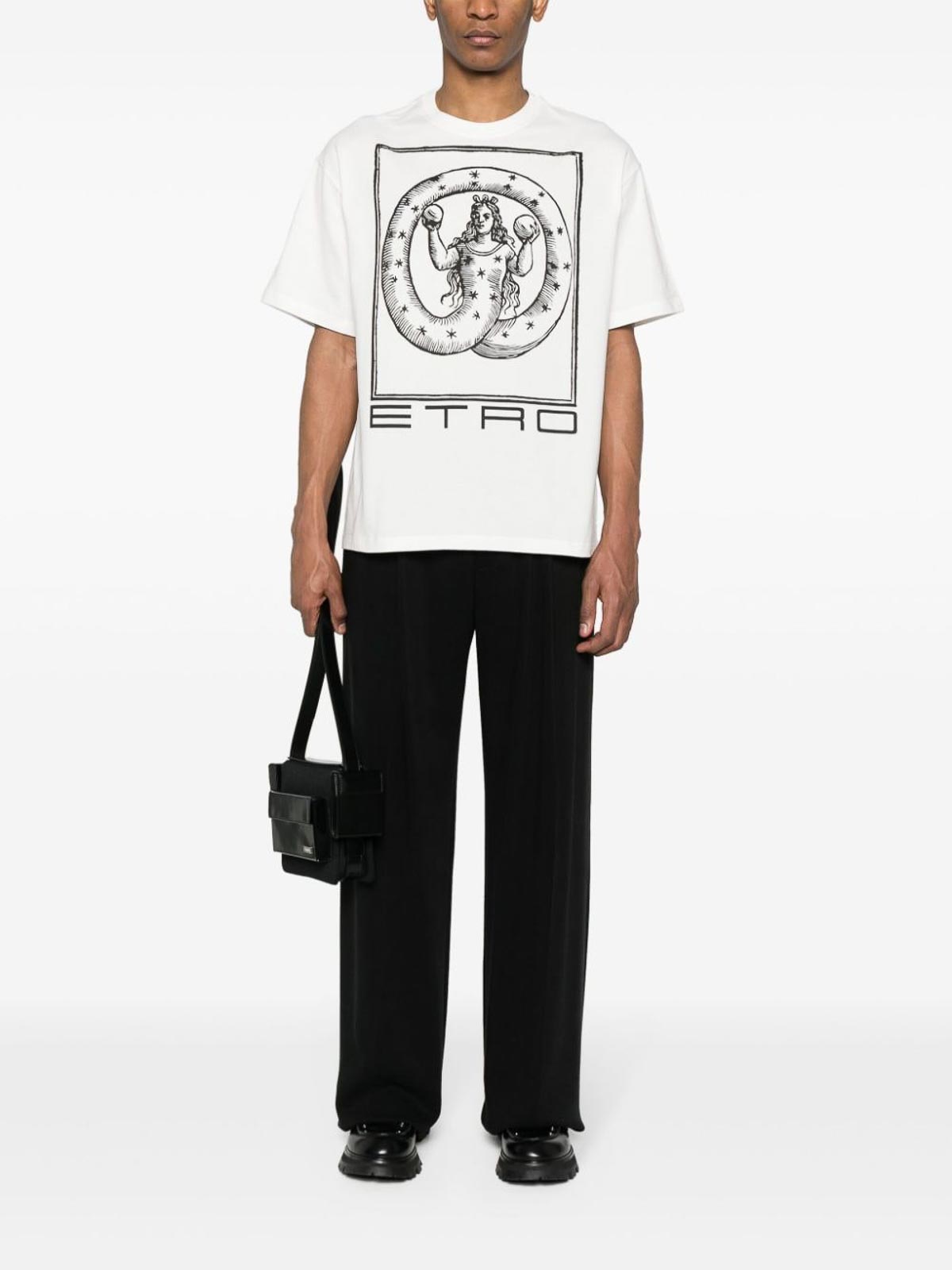 Shop Etro T-shirt With Print In Blanco