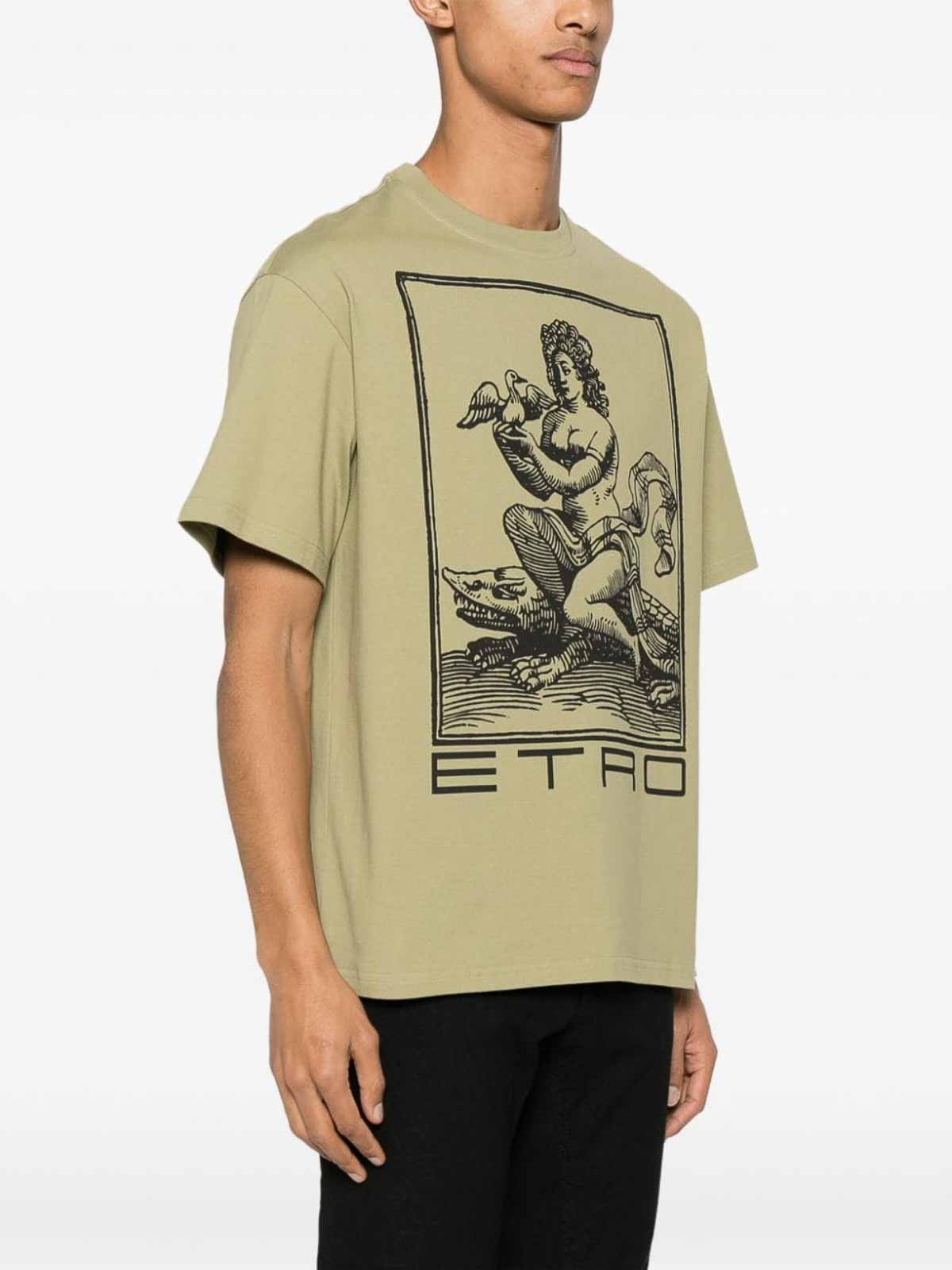Shop Etro T-shirt With Print In Verde
