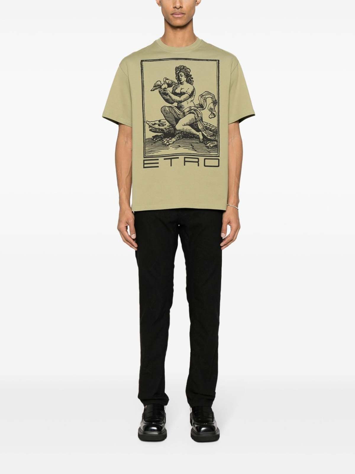 Shop Etro T-shirt With Print In Verde