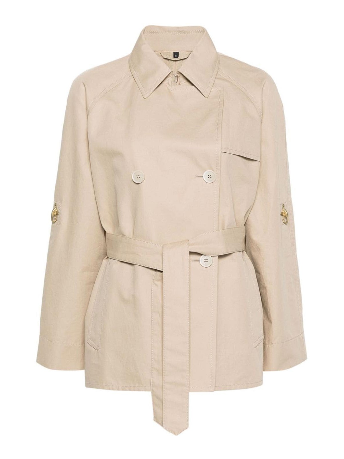 Shop Fay Double-breasted Trench Coat In Beis