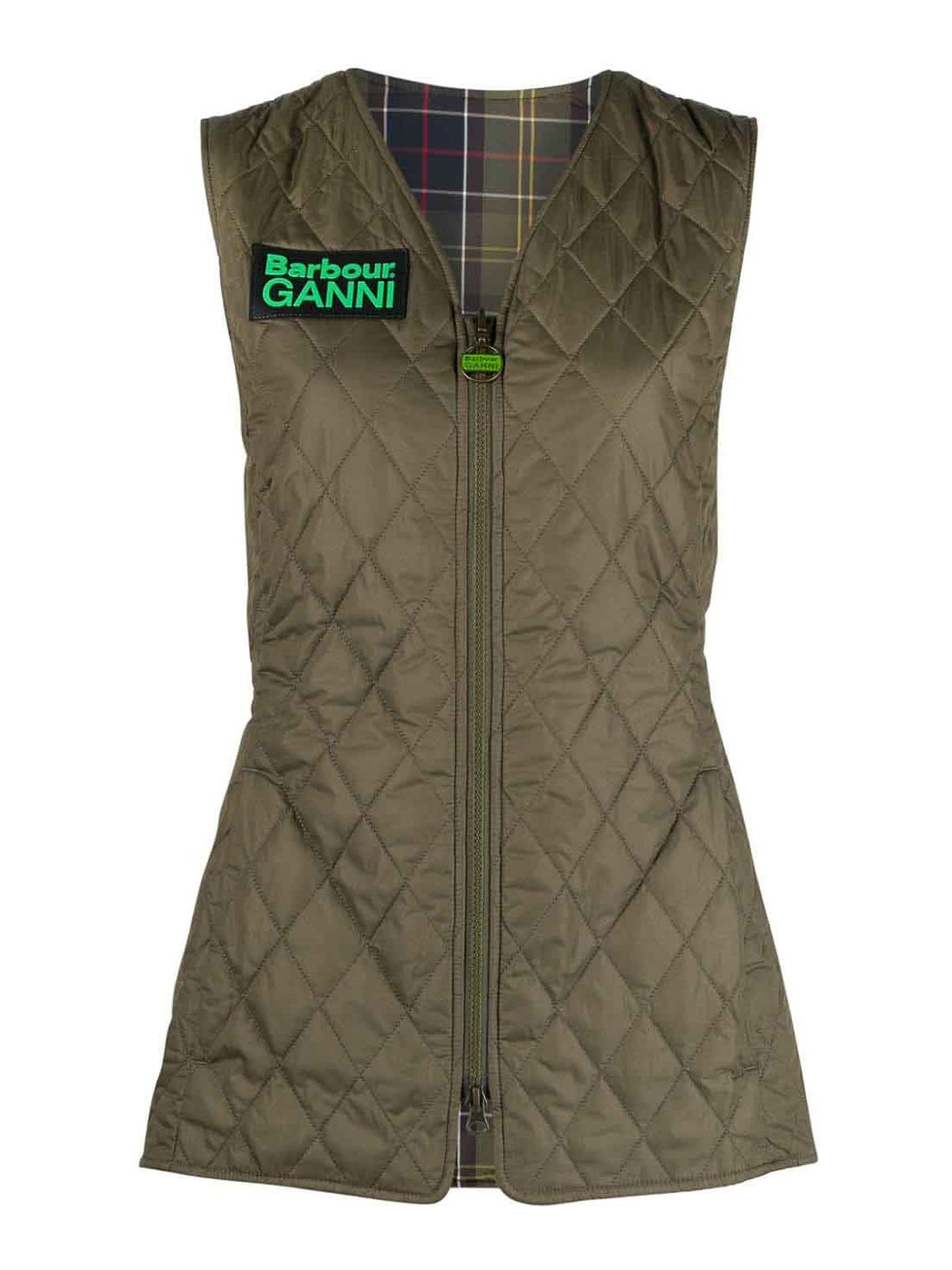 Shop Ganni Reversible Vest In Verde