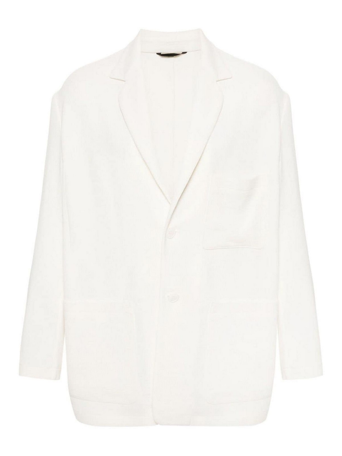 Shop Giorgio Armani Ribbed Jacket In Blanco