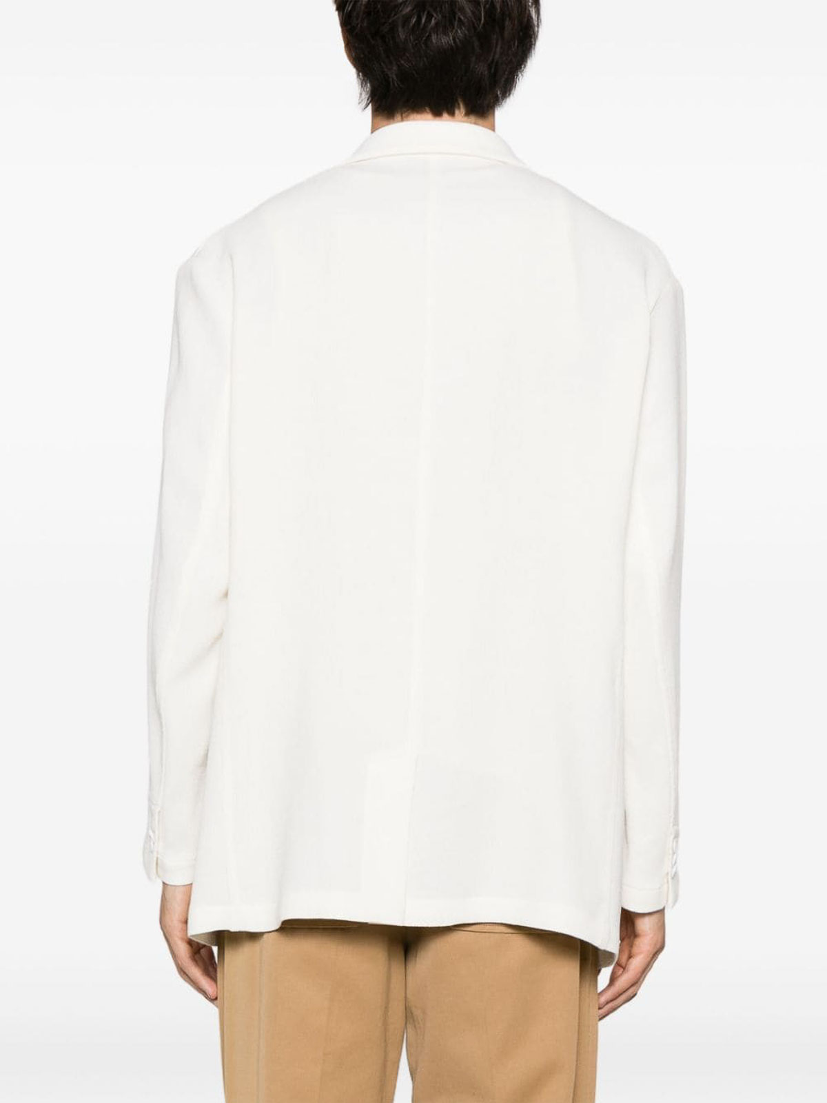 Shop Giorgio Armani Ribbed Jacket In Blanco