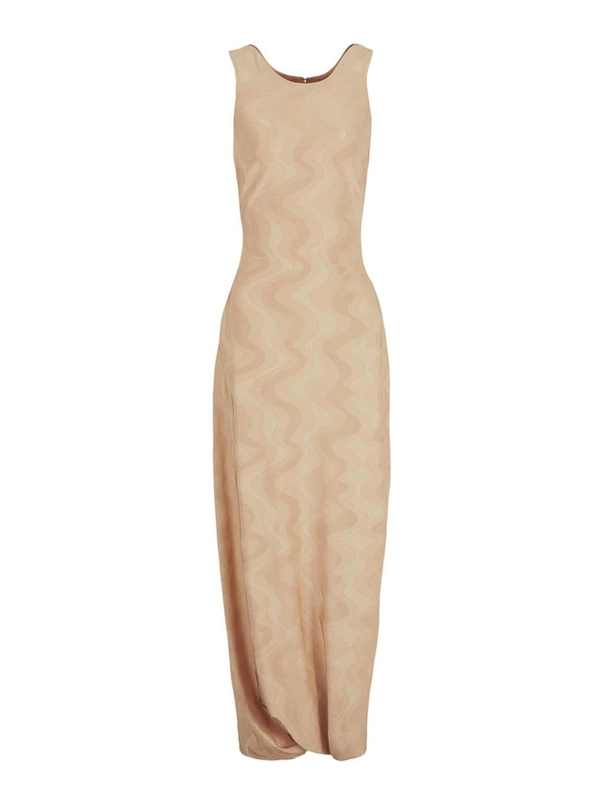 Giorgio Armani Wave-print Round-neck Maxi Dress In Beis
