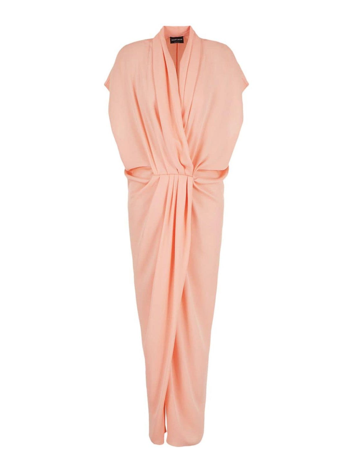 Shop Giorgio Armani Draped Dress In Naranja