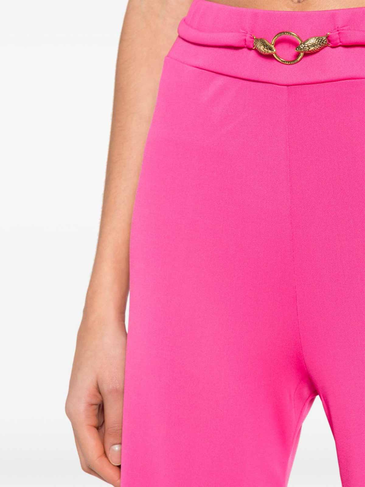 Shop Just Cavalli Fuchsia Flared Trousers In Multicolor