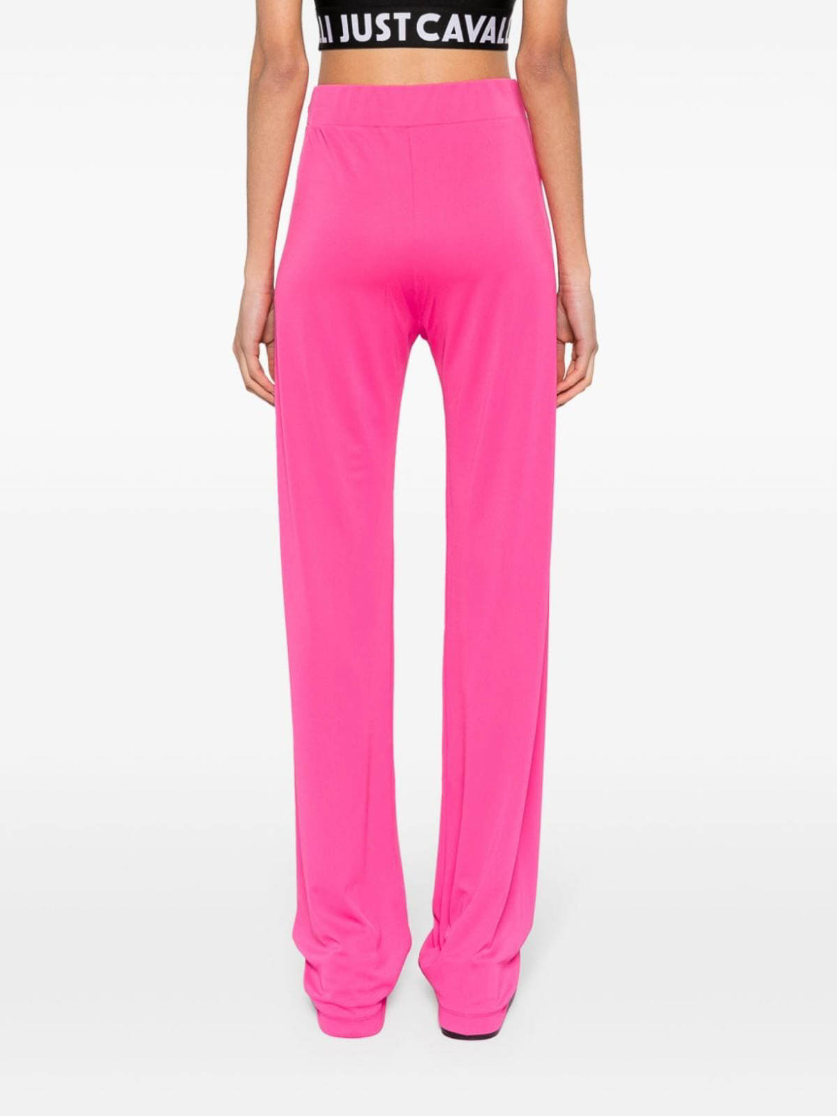 Shop Just Cavalli Fuchsia Flared Trousers In Multicolor