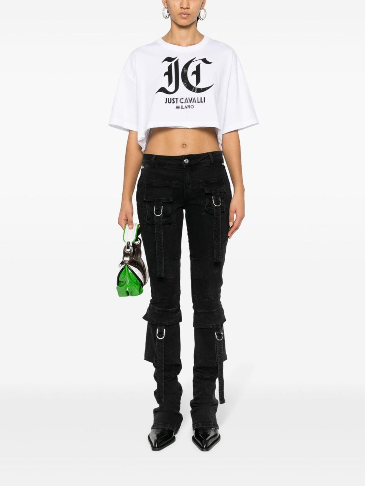 Shop Just Cavalli T-shirt With Logo In Blanco
