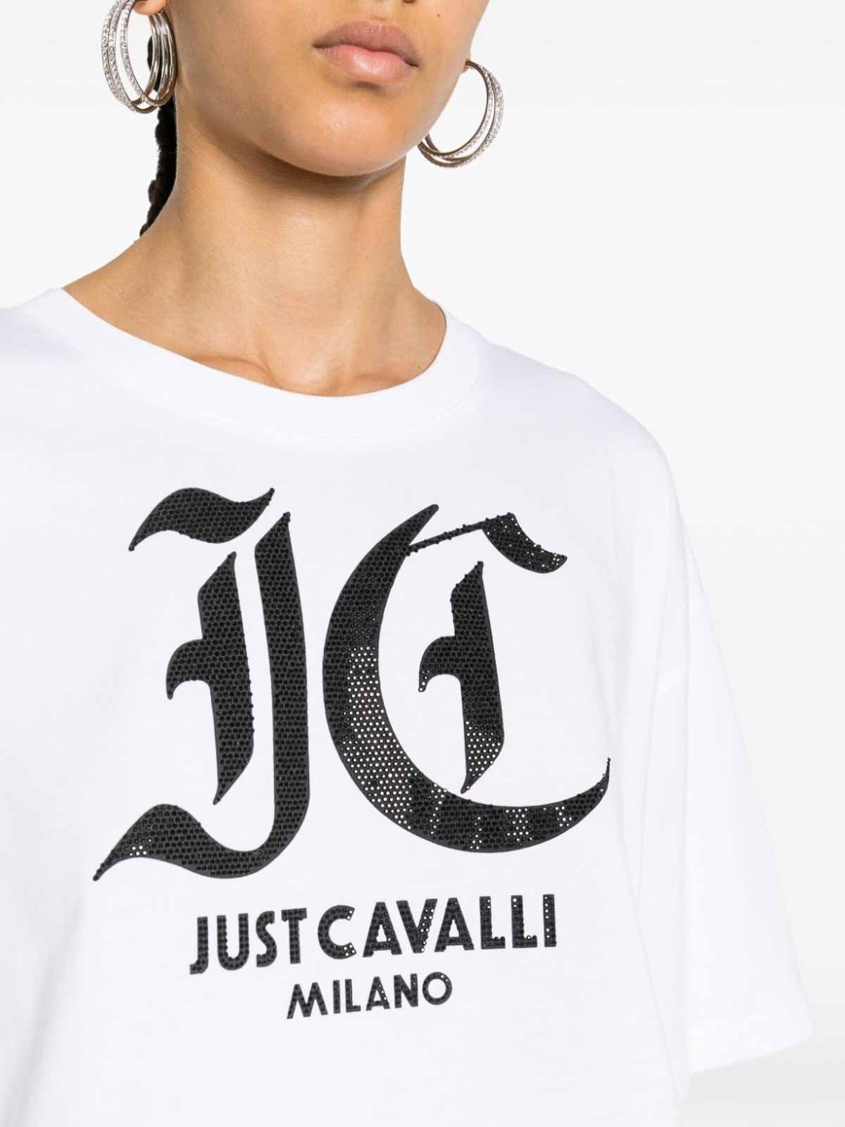 Shop Just Cavalli T-shirt With Logo In Blanco