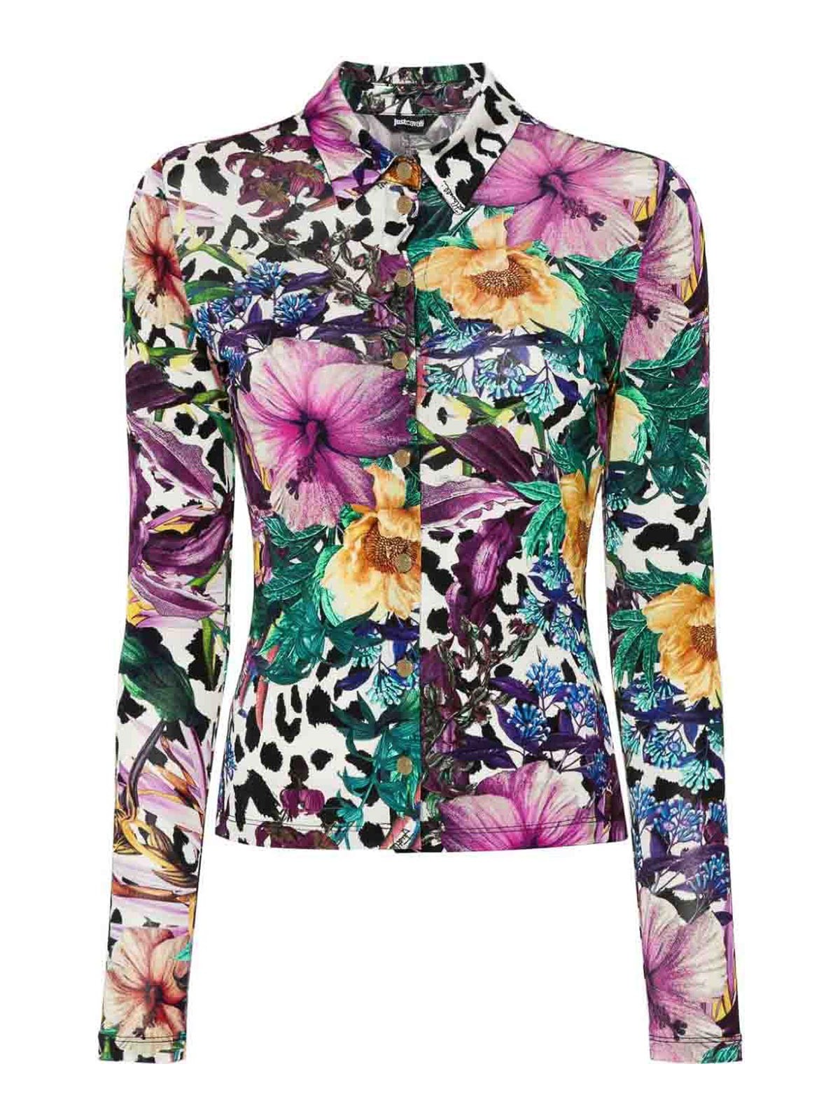 Shop Just Cavalli Floral Blouse In Blanco