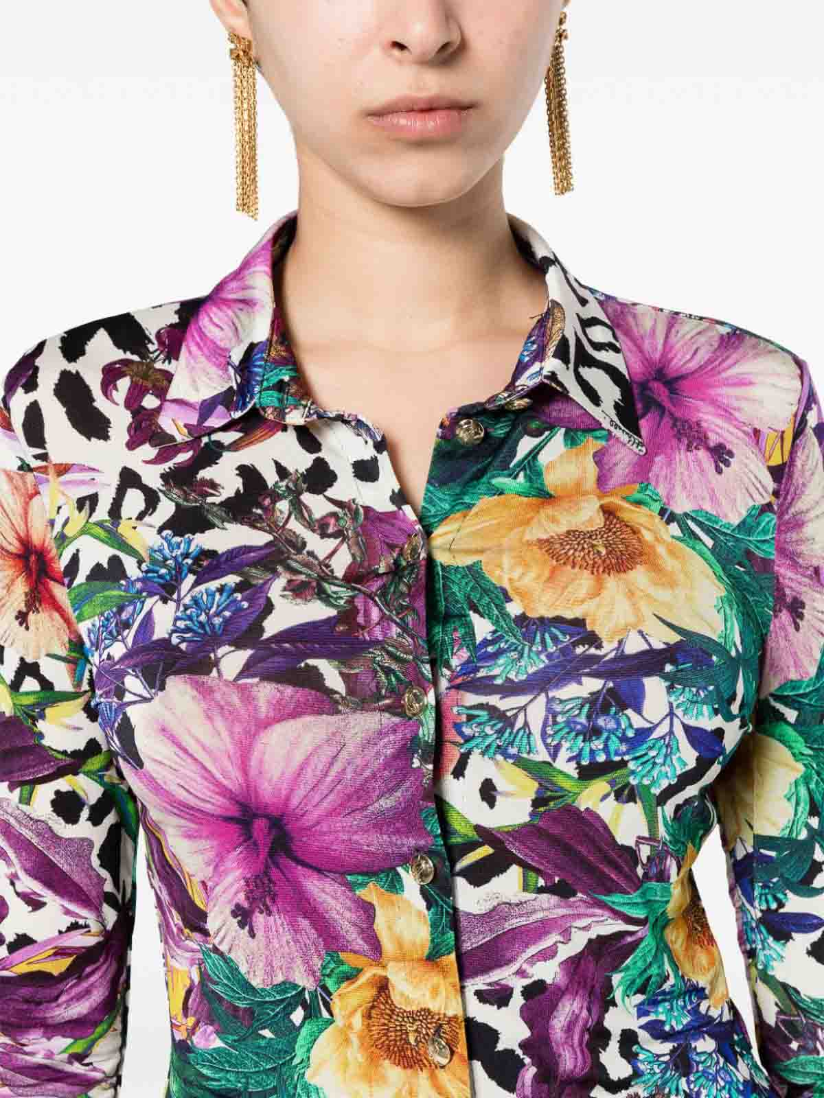 Shop Just Cavalli Floral Blouse In Blanco