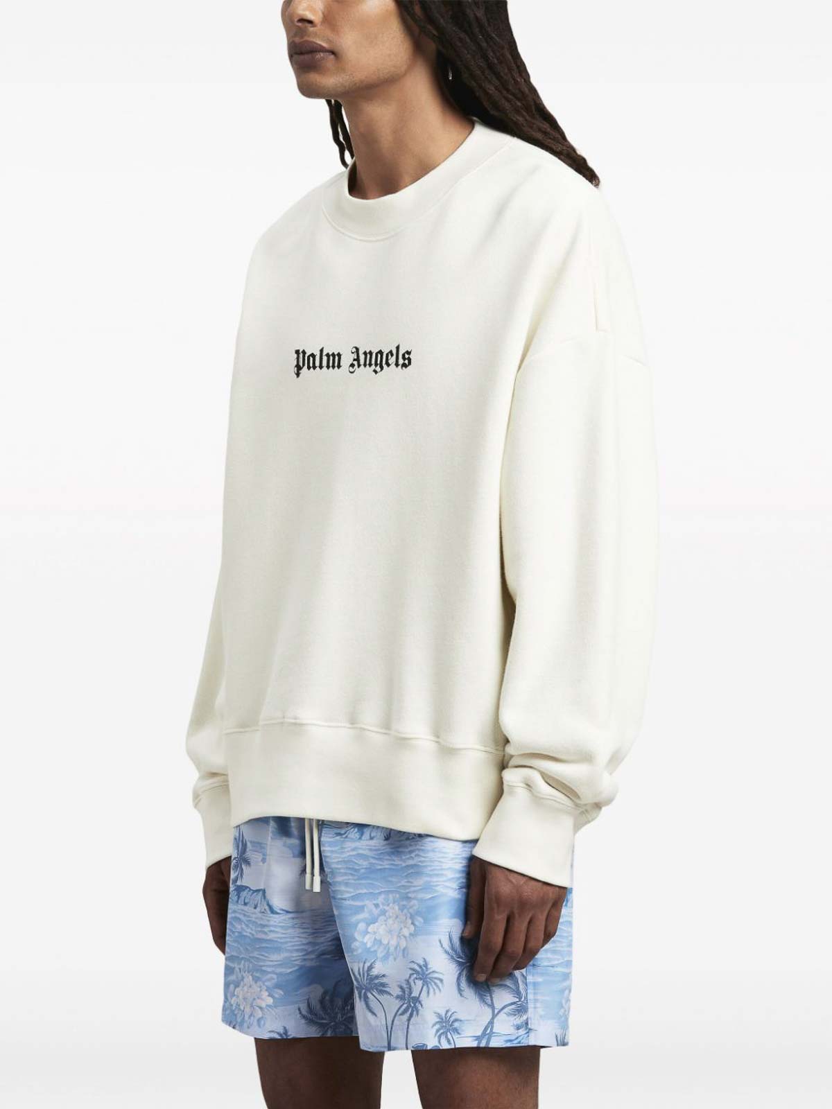 Shop Palm Angels Sweatshirt With Logo In Beige