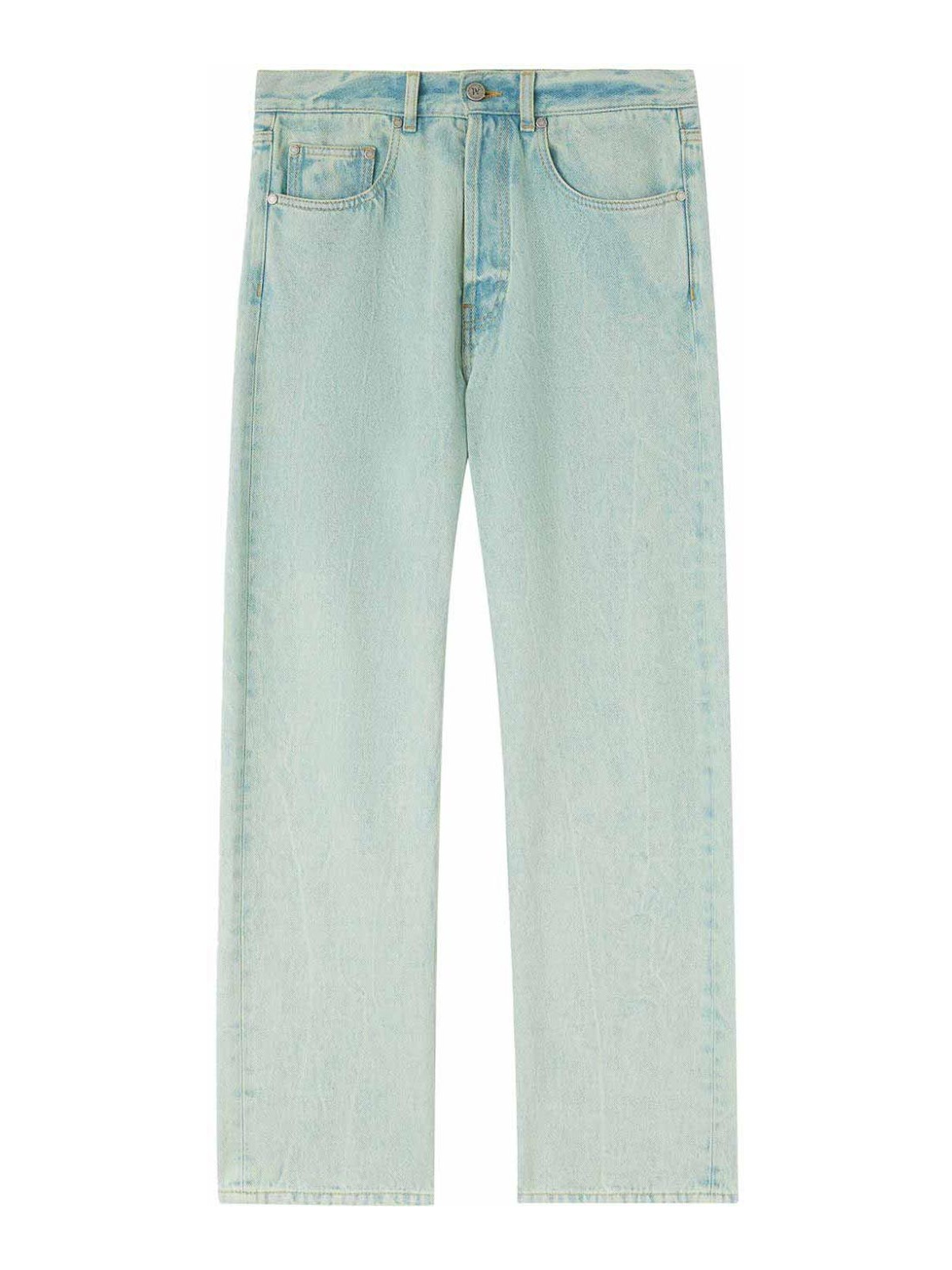 Palm Angels Straight Leg Jeans In Light Green
