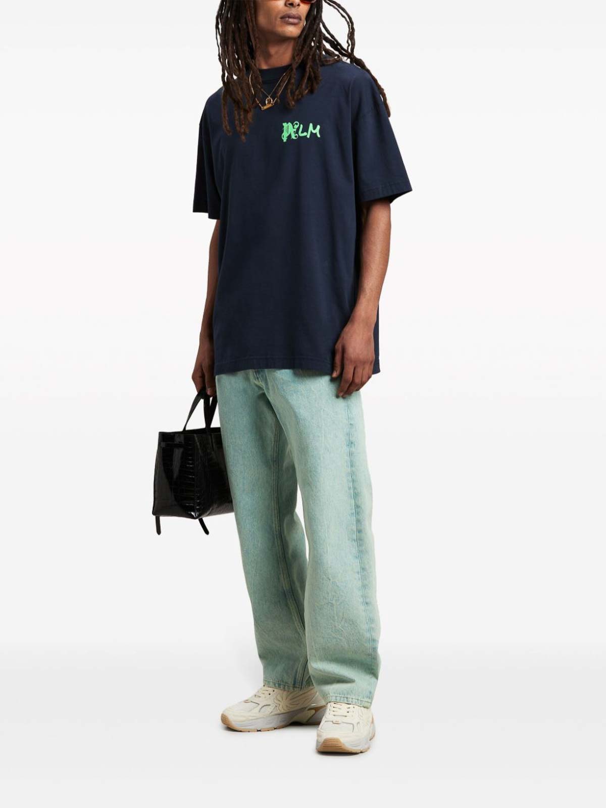 Shop Palm Angels Straight Leg Jeans In Light Green