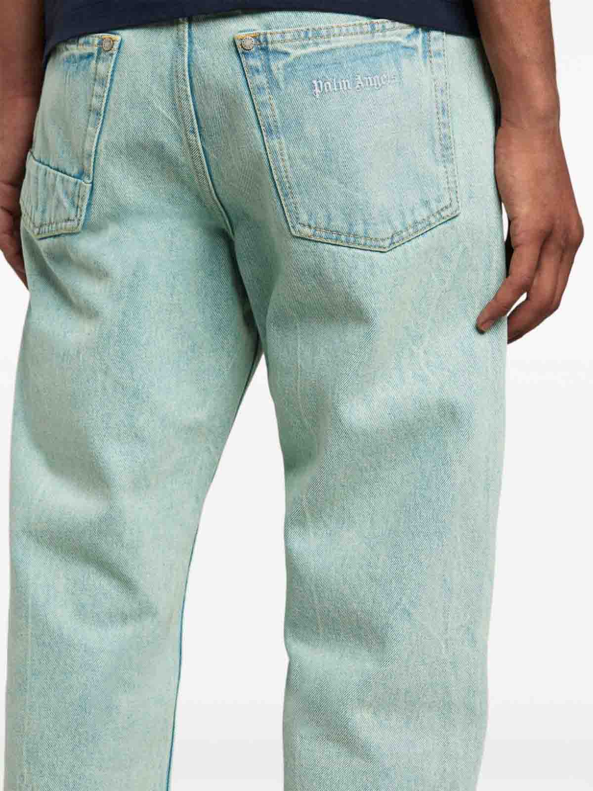 Shop Palm Angels Straight Leg Jeans In Light Green