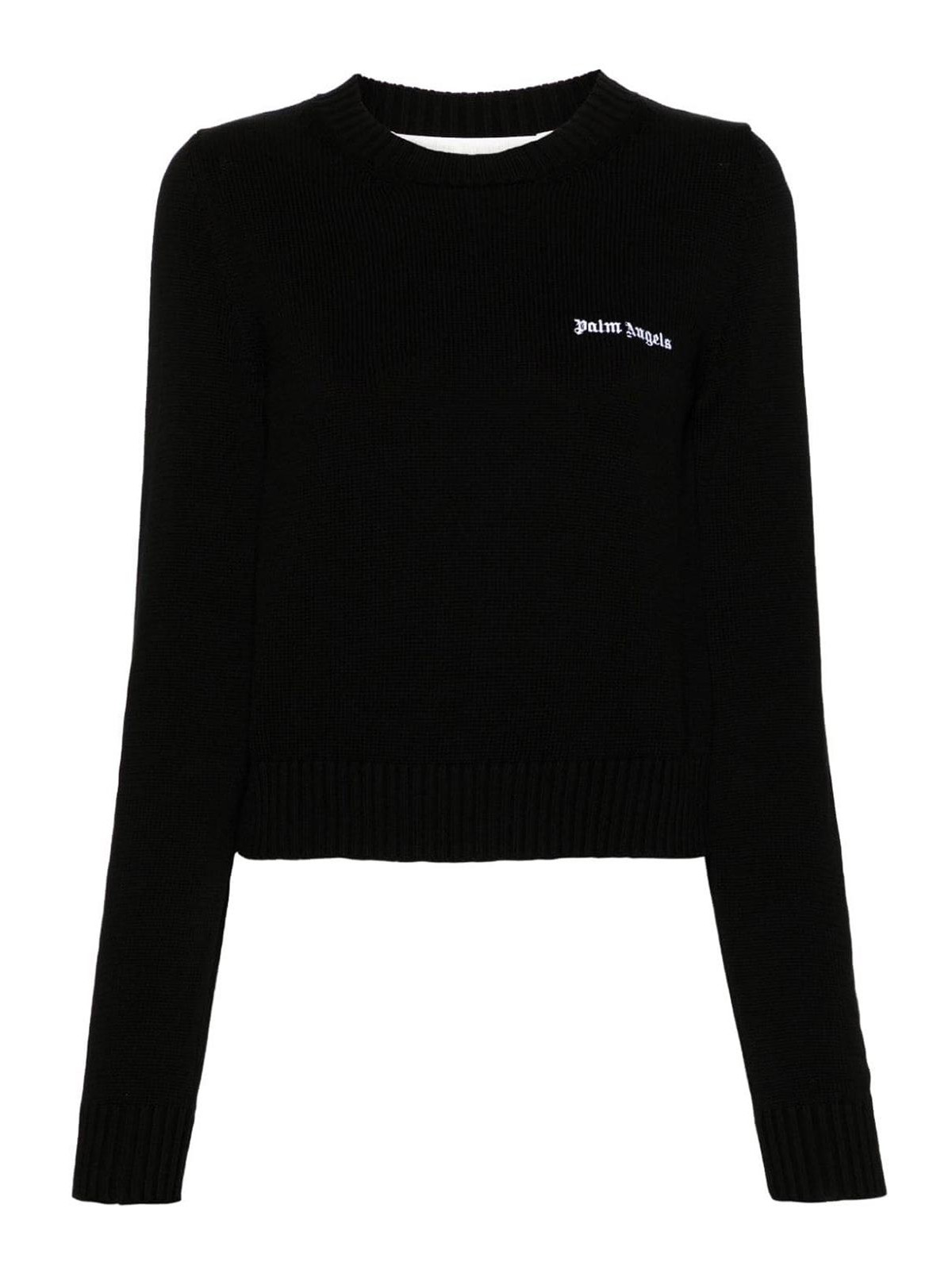 Shop Palm Angels Crew Neck Pullover In Black