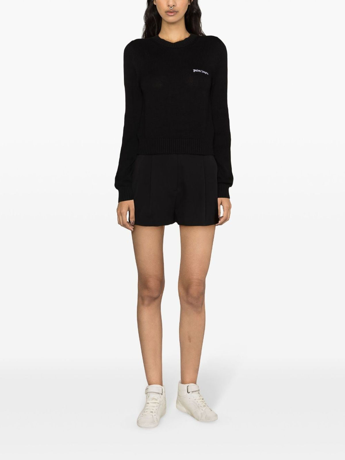 Shop Palm Angels Crew Neck Pullover In Black