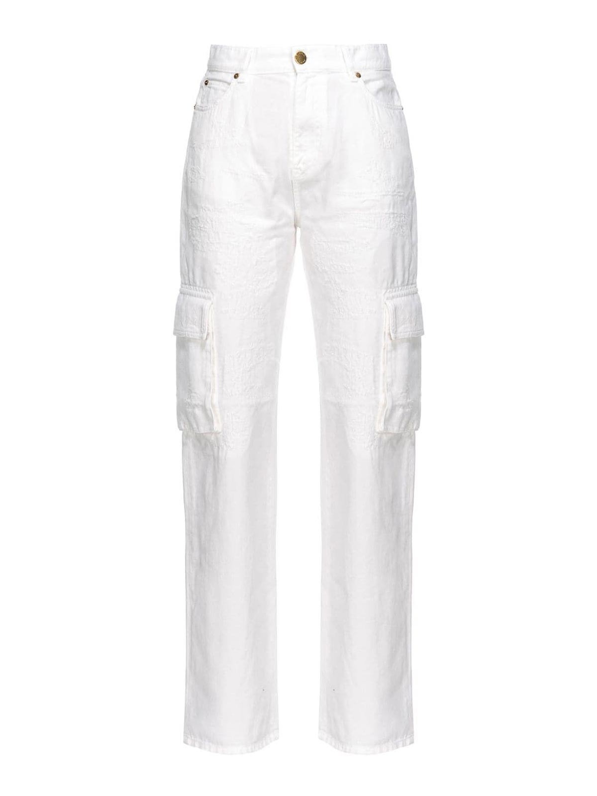 Shop Pinko Cargo Trousers In White