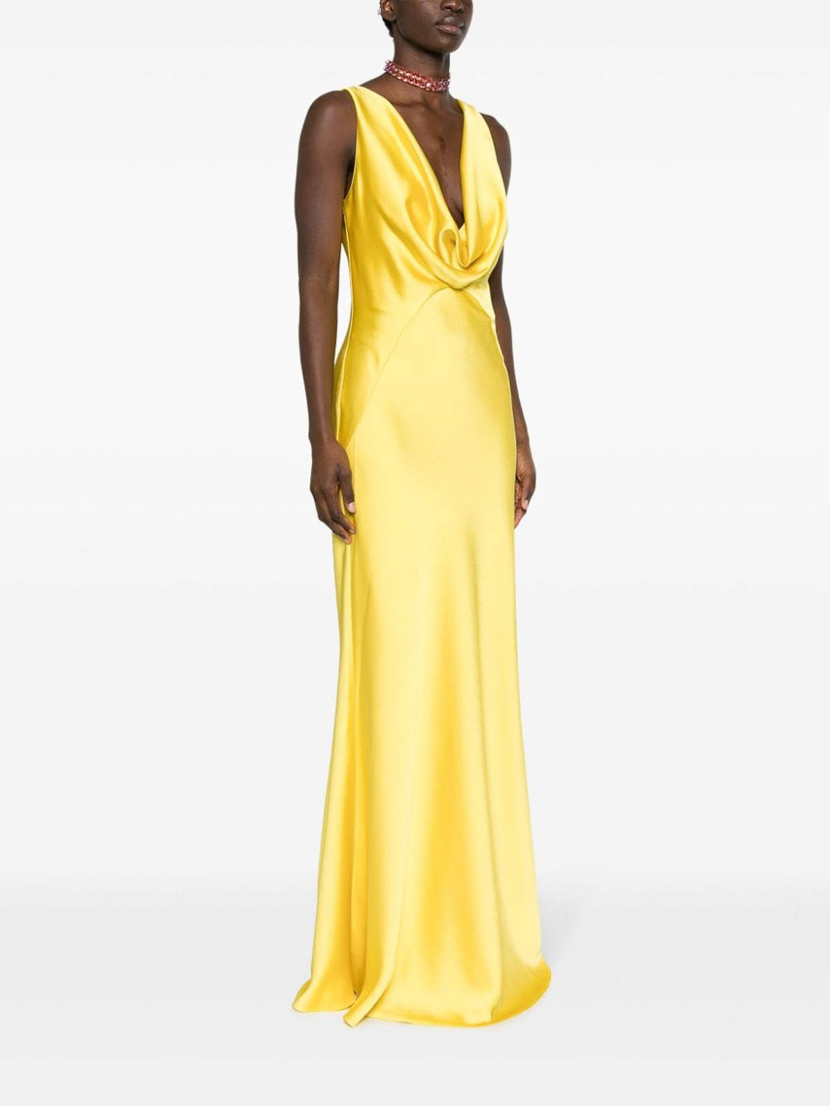 Pinko Satin evening dress - Yellow - Women|102952Z345H17