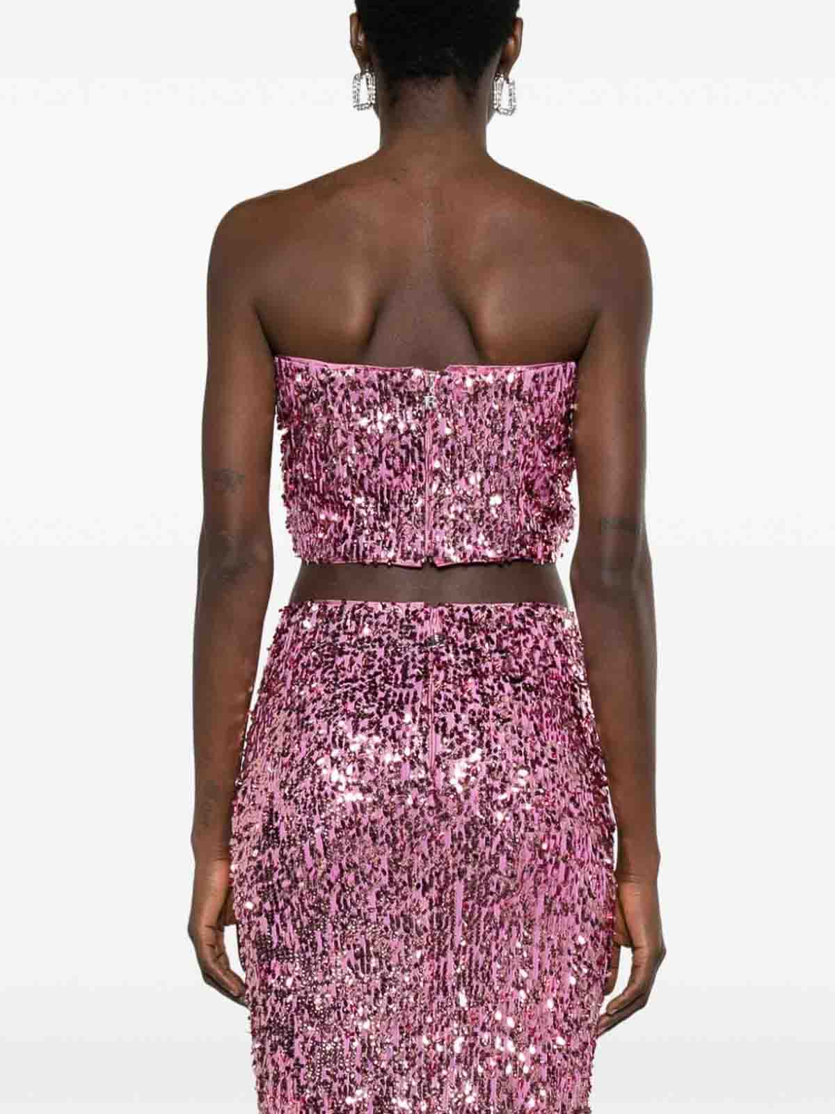 Shop Rotate Birger Christensen Bandeau Top With Sequins In Pink