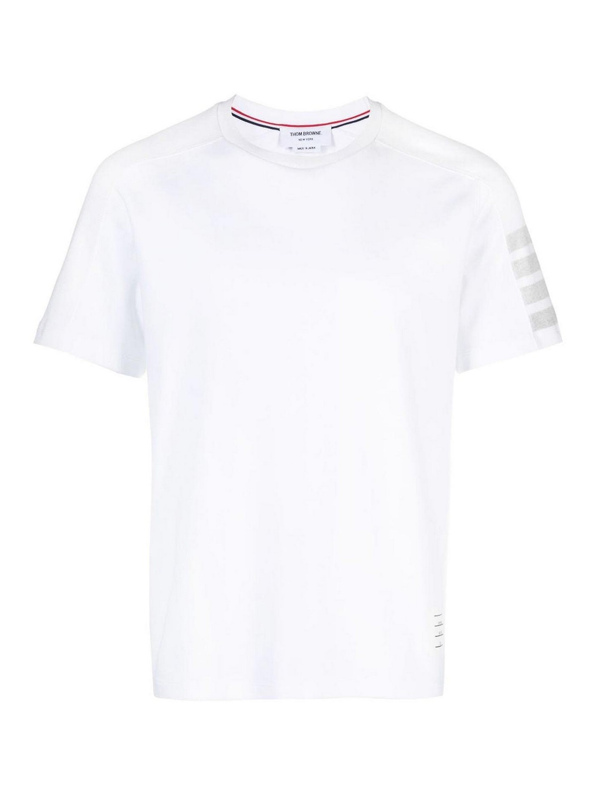 THOM BROWNE 正規品関税込みWhite Cotton T-Shirt MJS246A 07323 MILANO COTTON 4-BAR TEE | Thom Browne