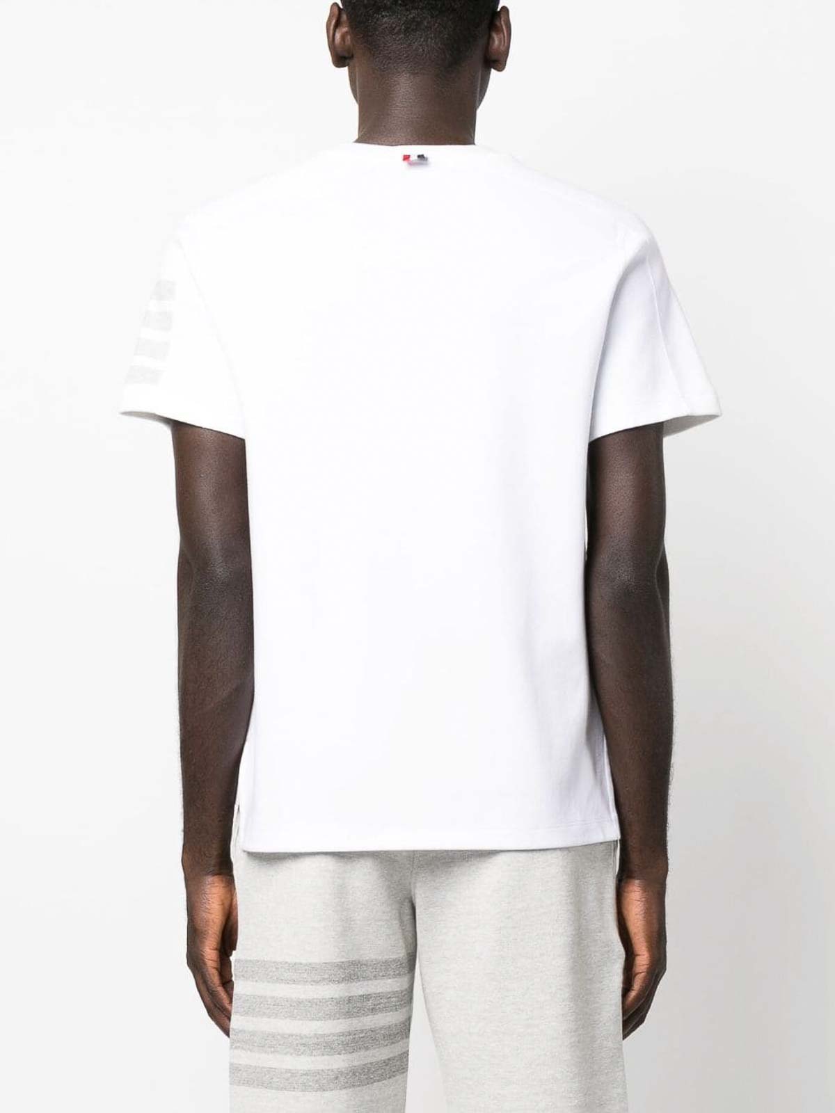 THOM BROWNE 正規品関税込みWhite Cotton T-Shirt MJS246A 07323 Thom Browne Classic t-shirt - White - Men | MJS246A7323100
