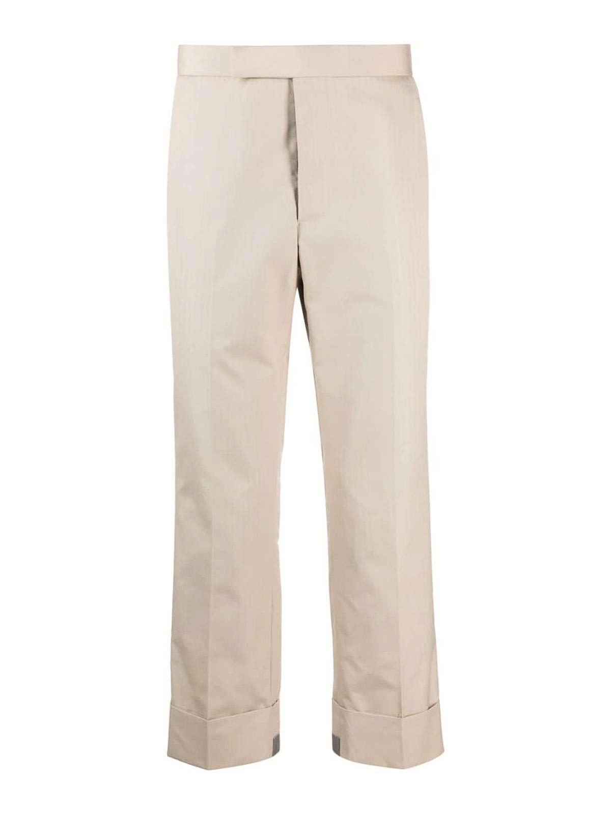 Shop Thom Browne Cropped Trousers In Beige