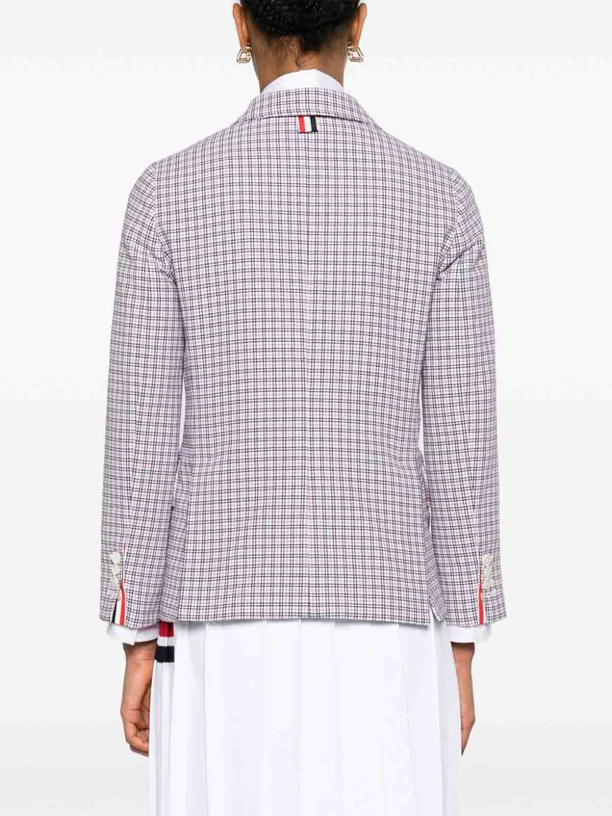 Shop Thom Browne Checked Single-breasted Blazer In White