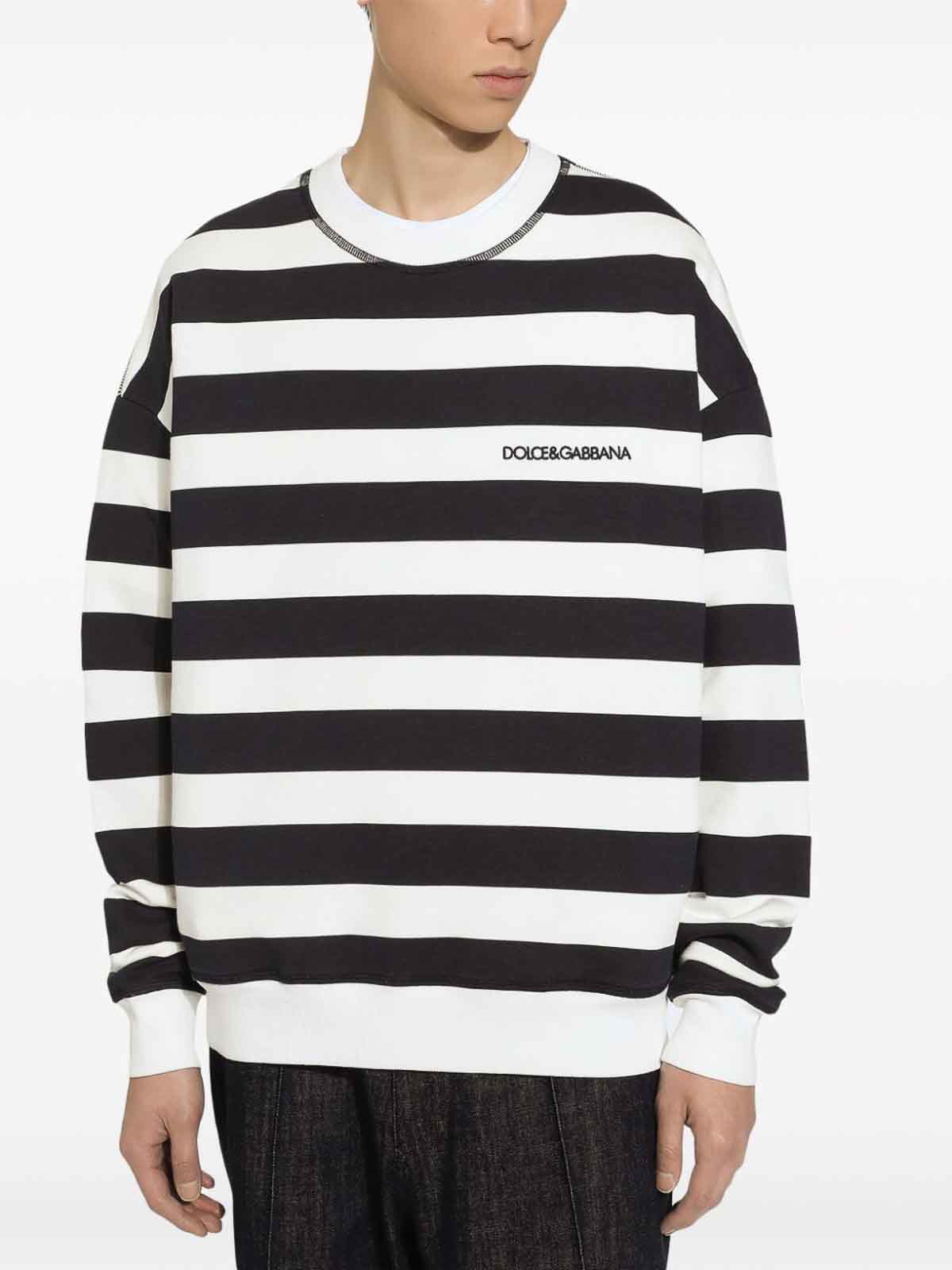 Shop Dolce & Gabbana Striped Sweater In White