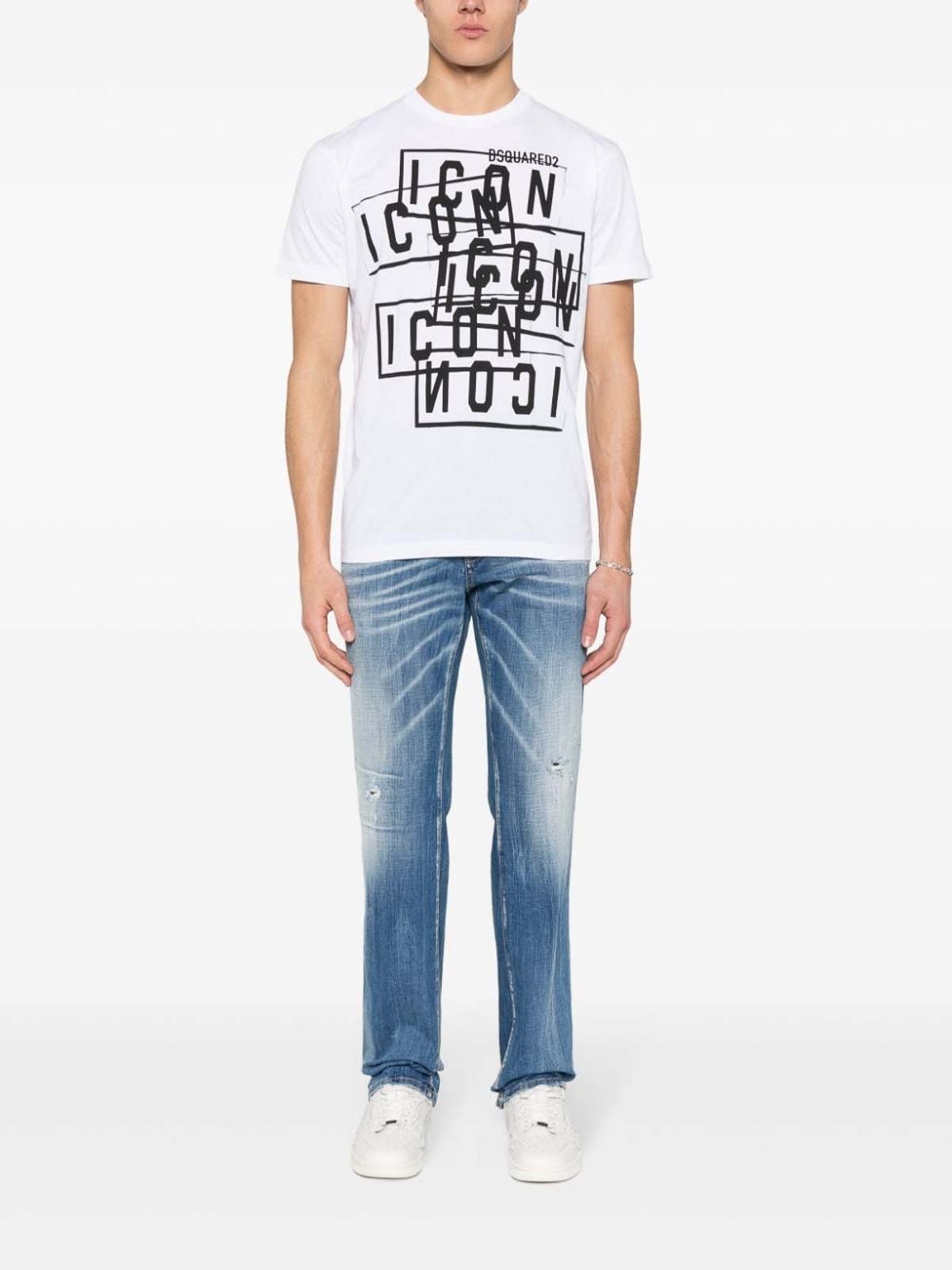 Shop Dsquared2 Straight Leg Jeans In Blue