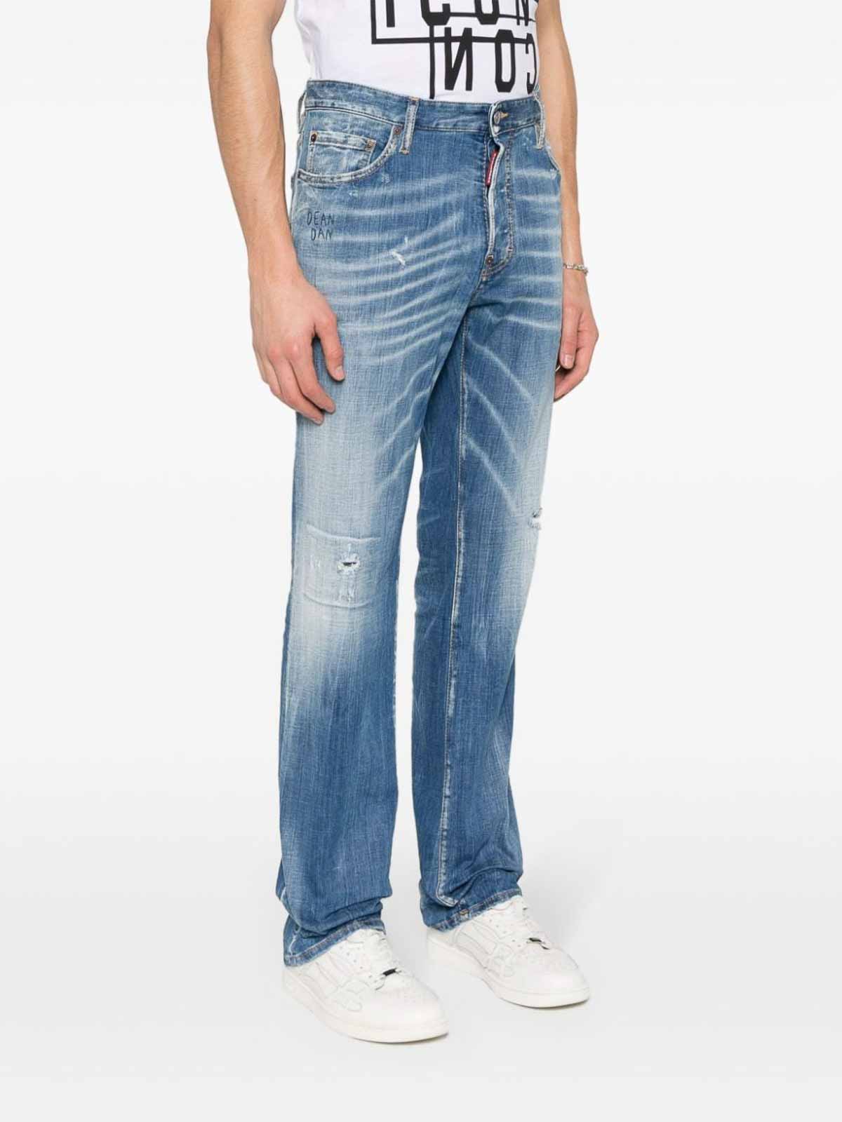 Shop Dsquared2 Straight Leg Jeans In Blue