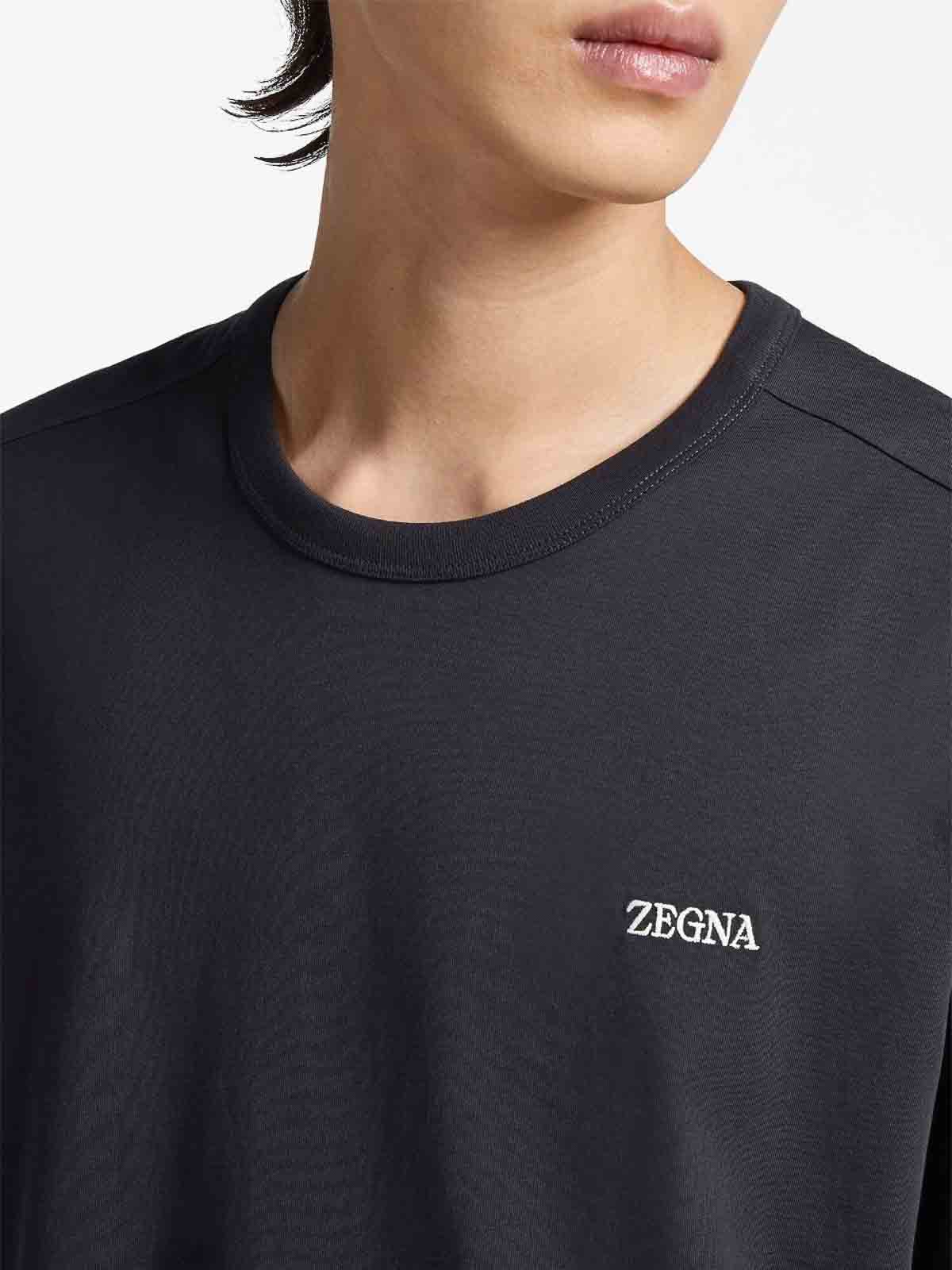 Shop Ermenegildo Zegna Logo T-shirt In Blue