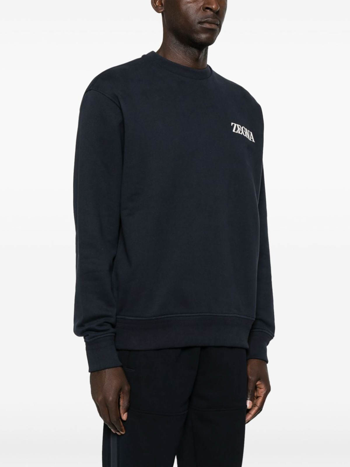 Shop Ermenegildo Zegna Navy Blue Sweatshirt In Dark Blue