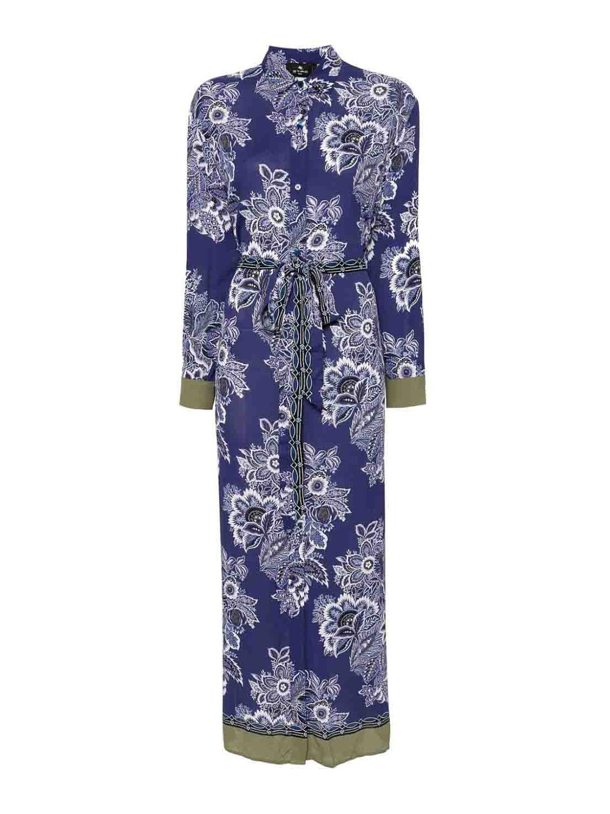 Etro Flower Pattern Maxi Dress In Blue