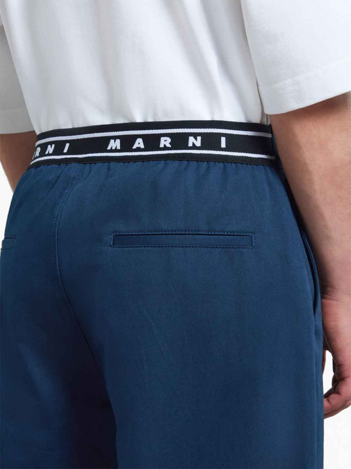 Shop Marni Casual Trousers In Dark Blue