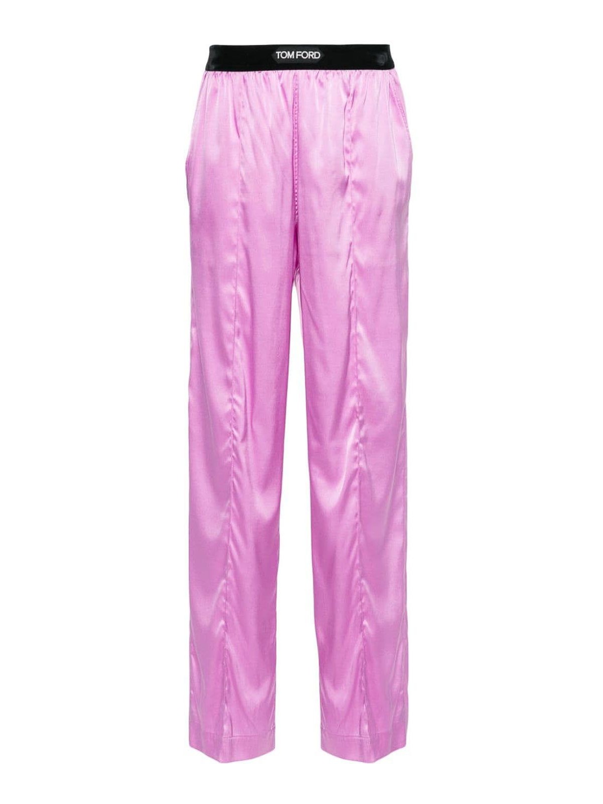 Tom Ford Silk Satin Straight Trousers In Purple