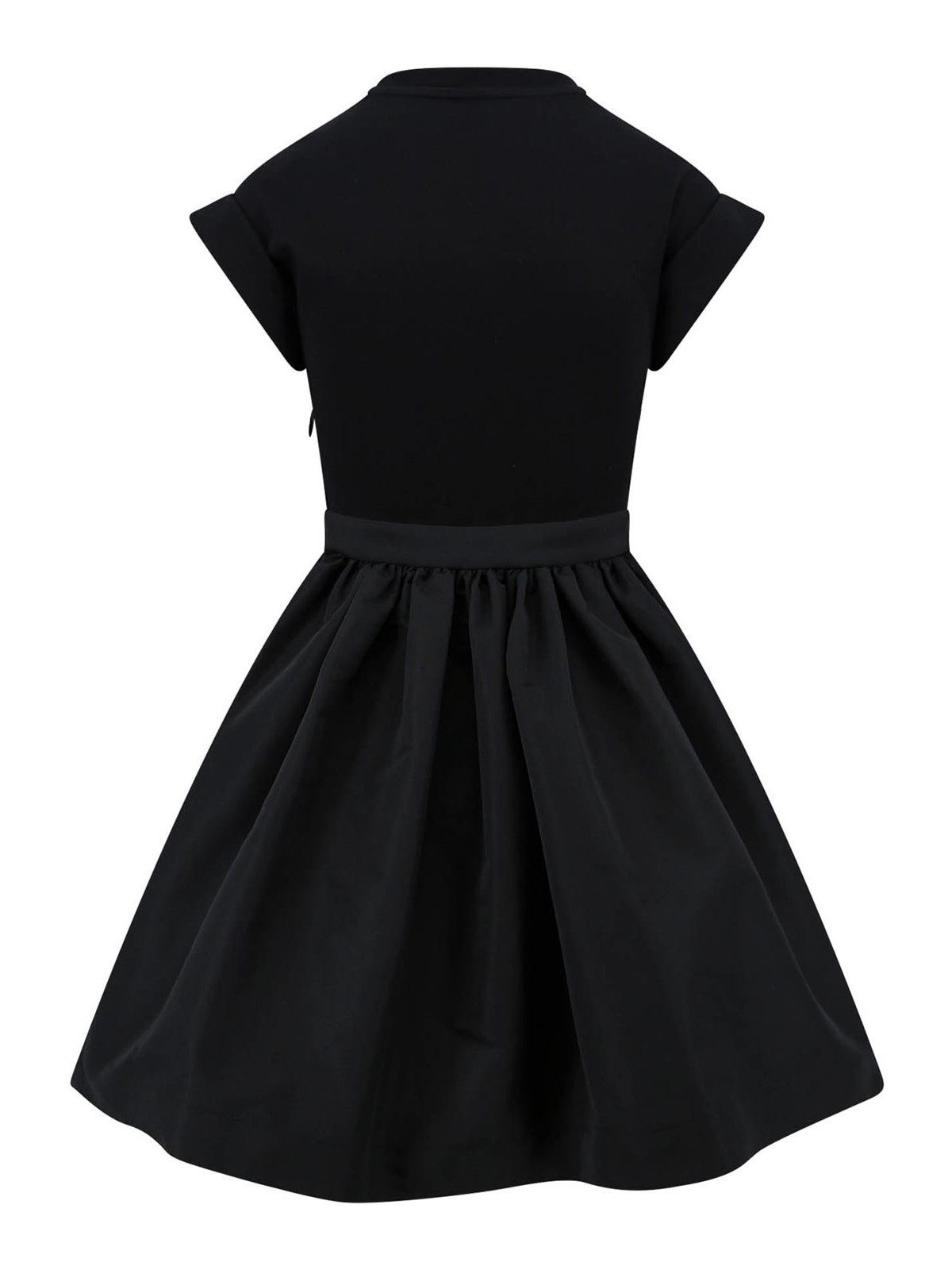 Shop Alexander Mcqueen Organic Jersey And Polyfaille Dress In Black