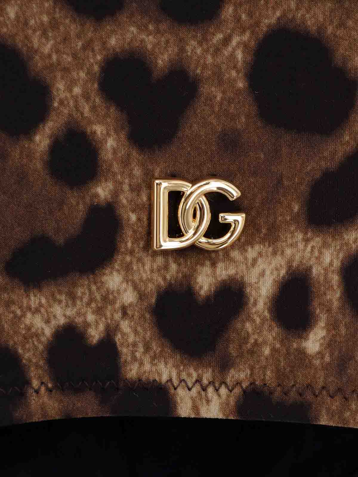 Shop Dolce & Gabbana One-piece With Animalier Motif In Beige